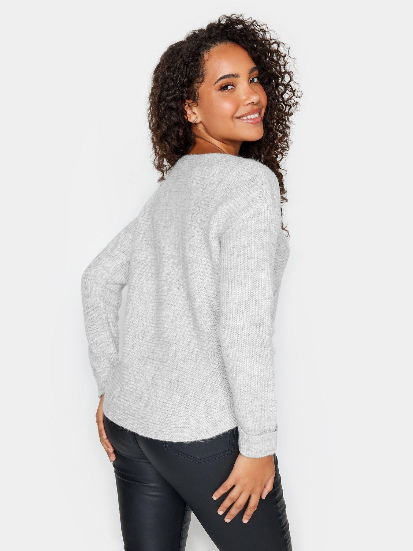 Grey Slash Neck Jumper