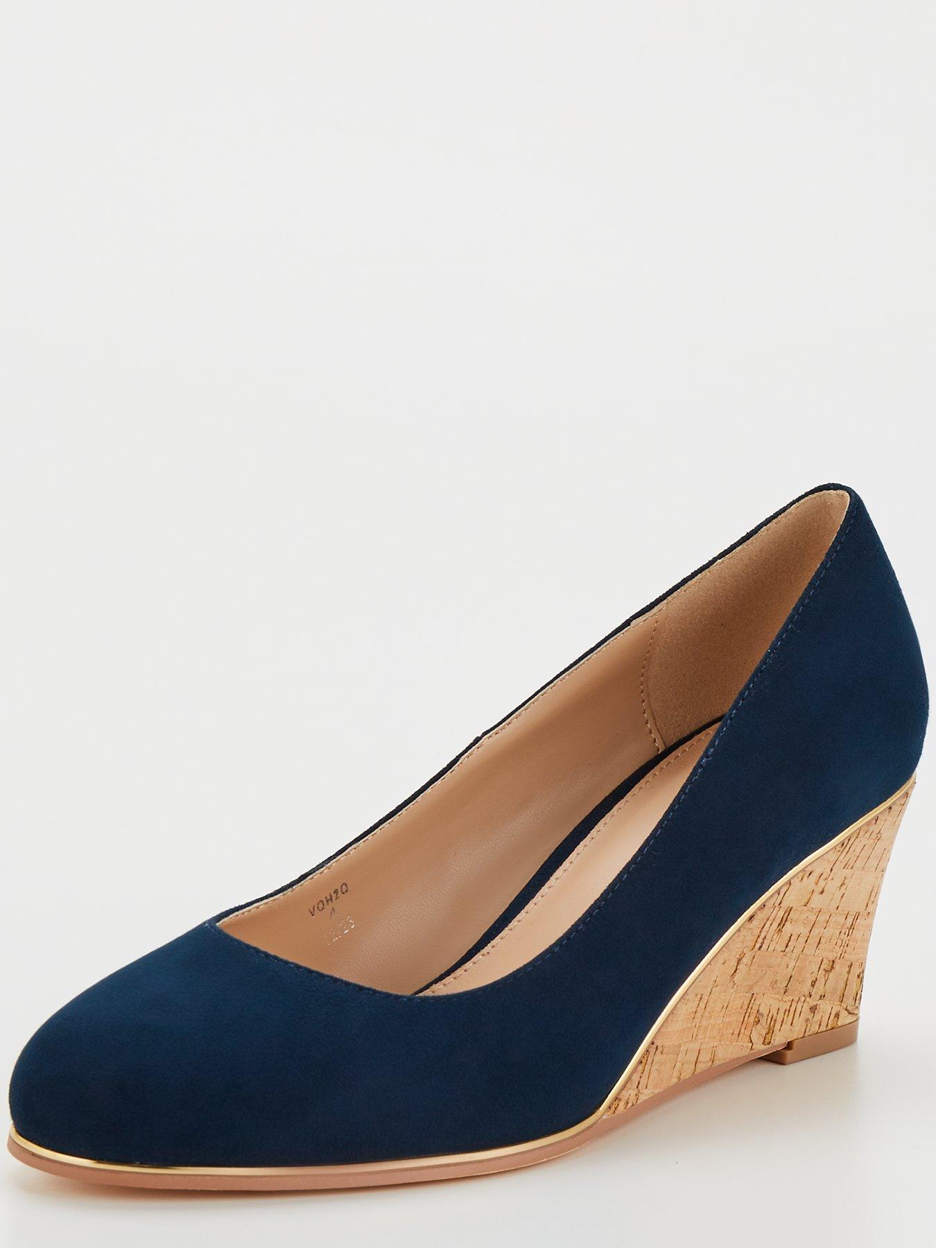 Navy closed toe wedges online