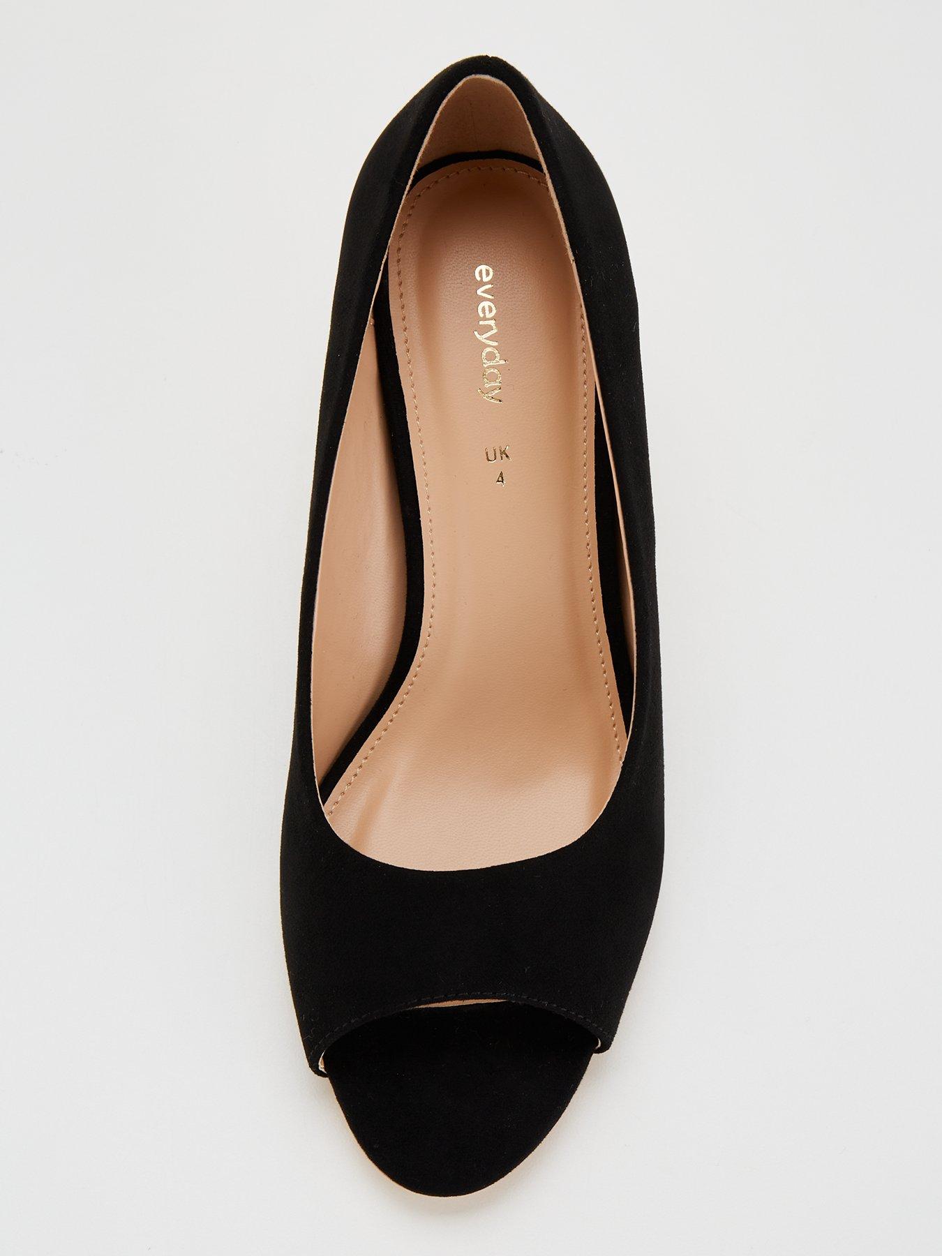 Wide Fit Peep Toe Wedge Shoe Black