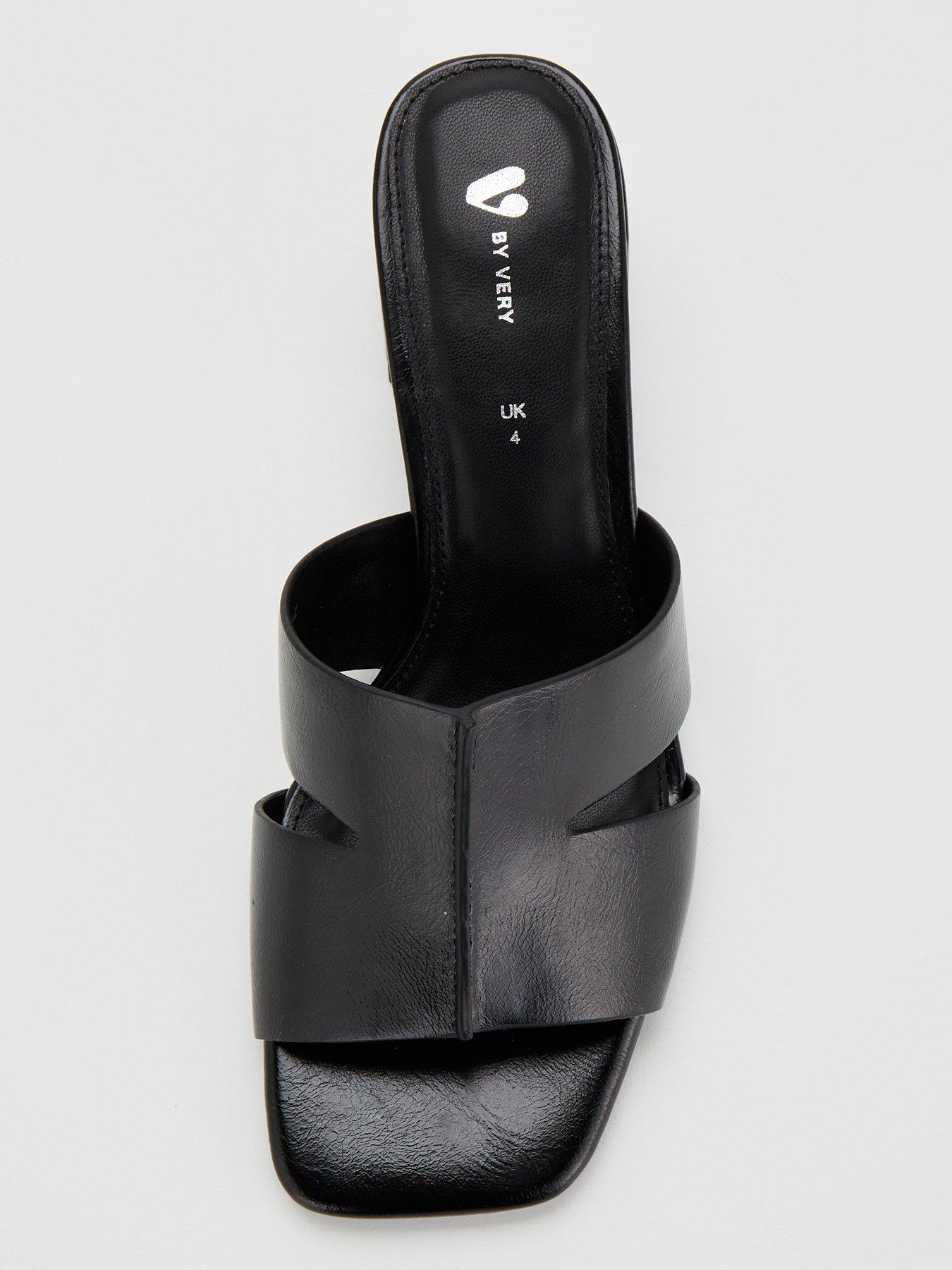 Black heeled mules uk sale