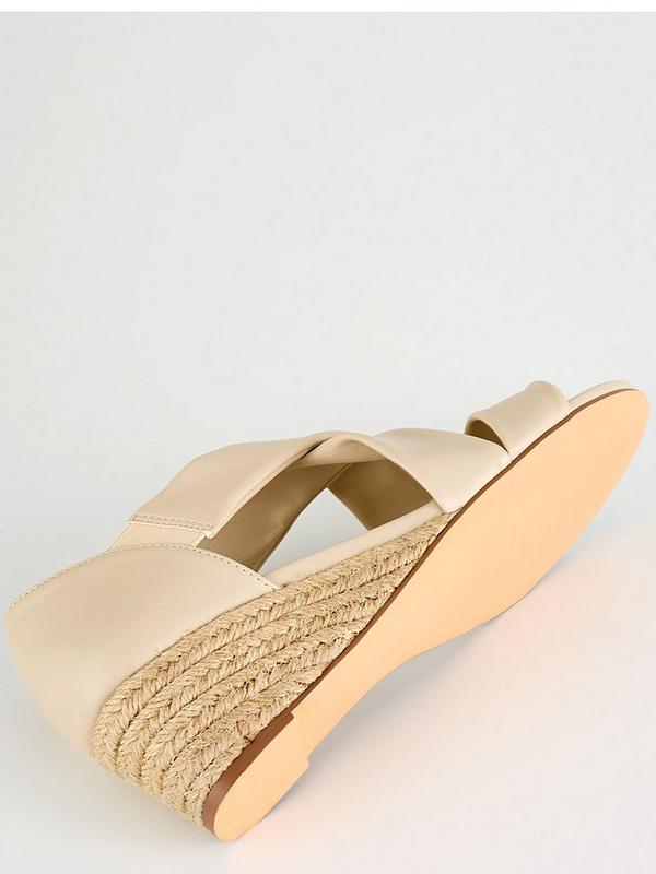 V by Very Low Strappy Wedge Sandal - Cream | Very.co.uk