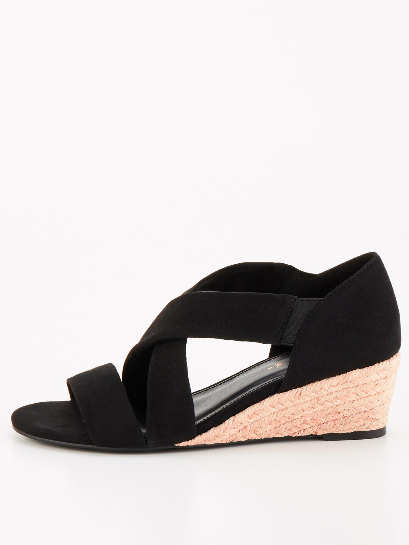 undefined Low Strappy Wedge Sandal - Black