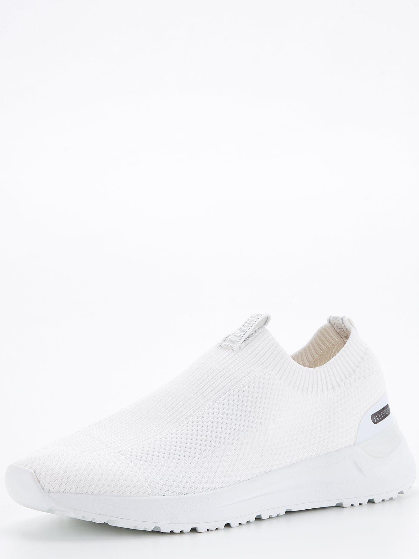 Elle Sport Platform White Trainers Womens Slip On Ladies White