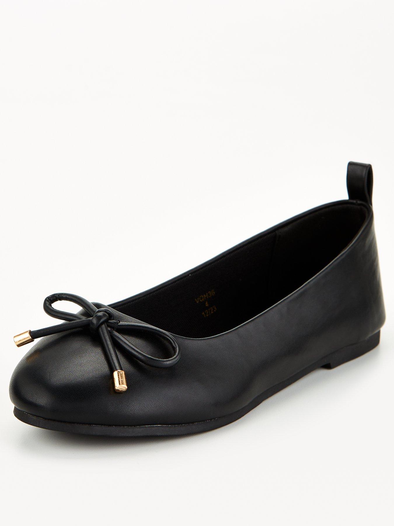 undefined Wide Fit Round Toe Ballerina - Black