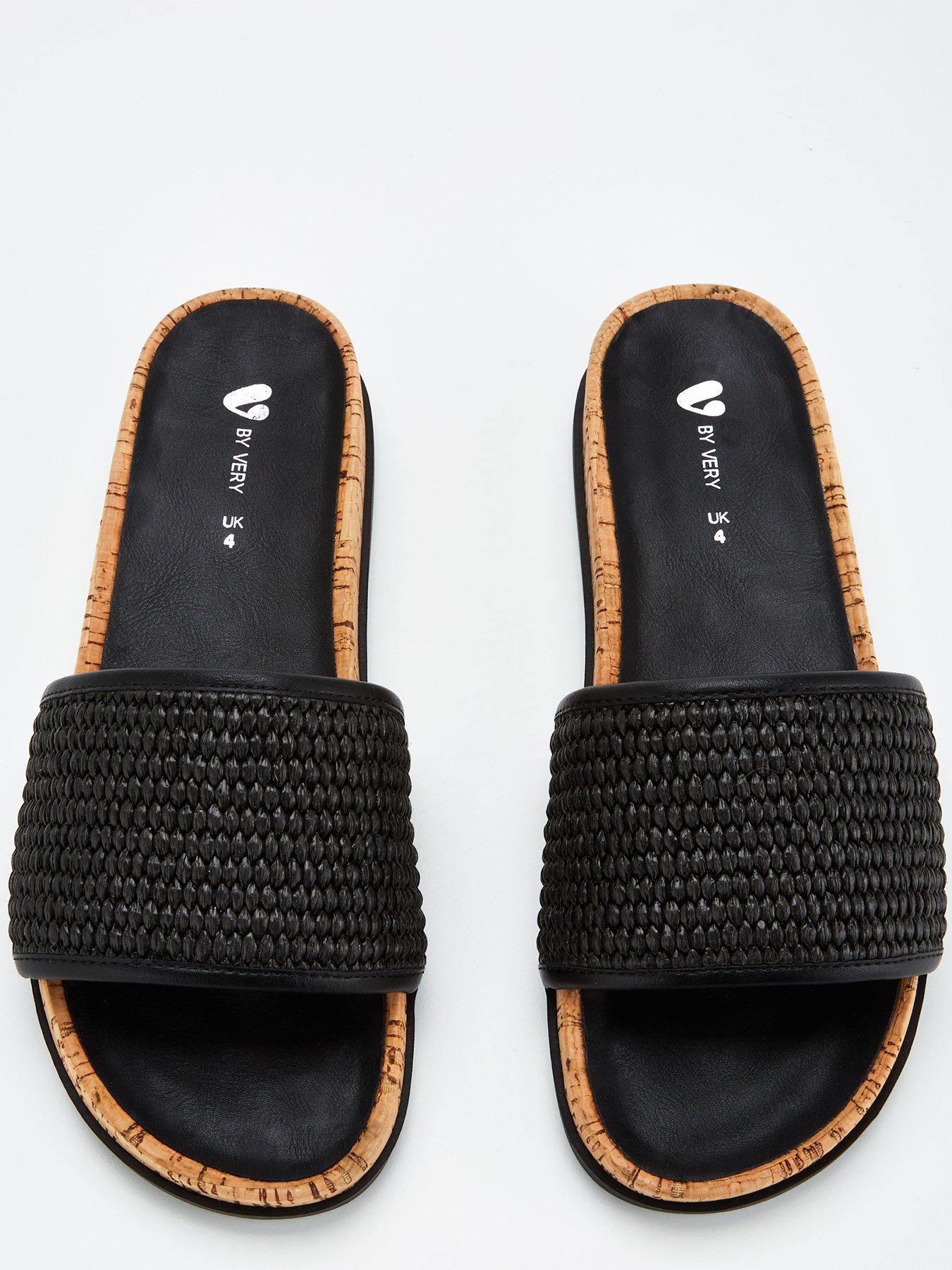 Image 4 of 6 of V by Very Raffia Cork Slider - Black