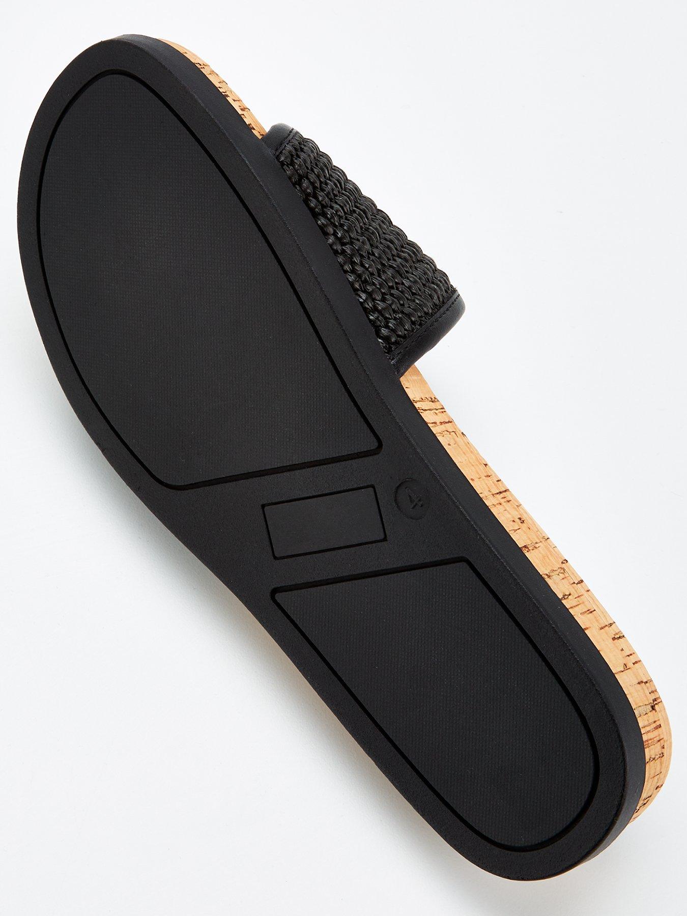 Image 5 of 6 of V by Very Raffia Cork Slider - Black