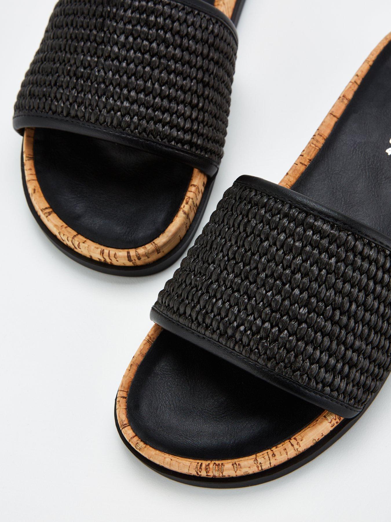 Image 6 of 6 of V by Very Raffia Cork Slider - Black