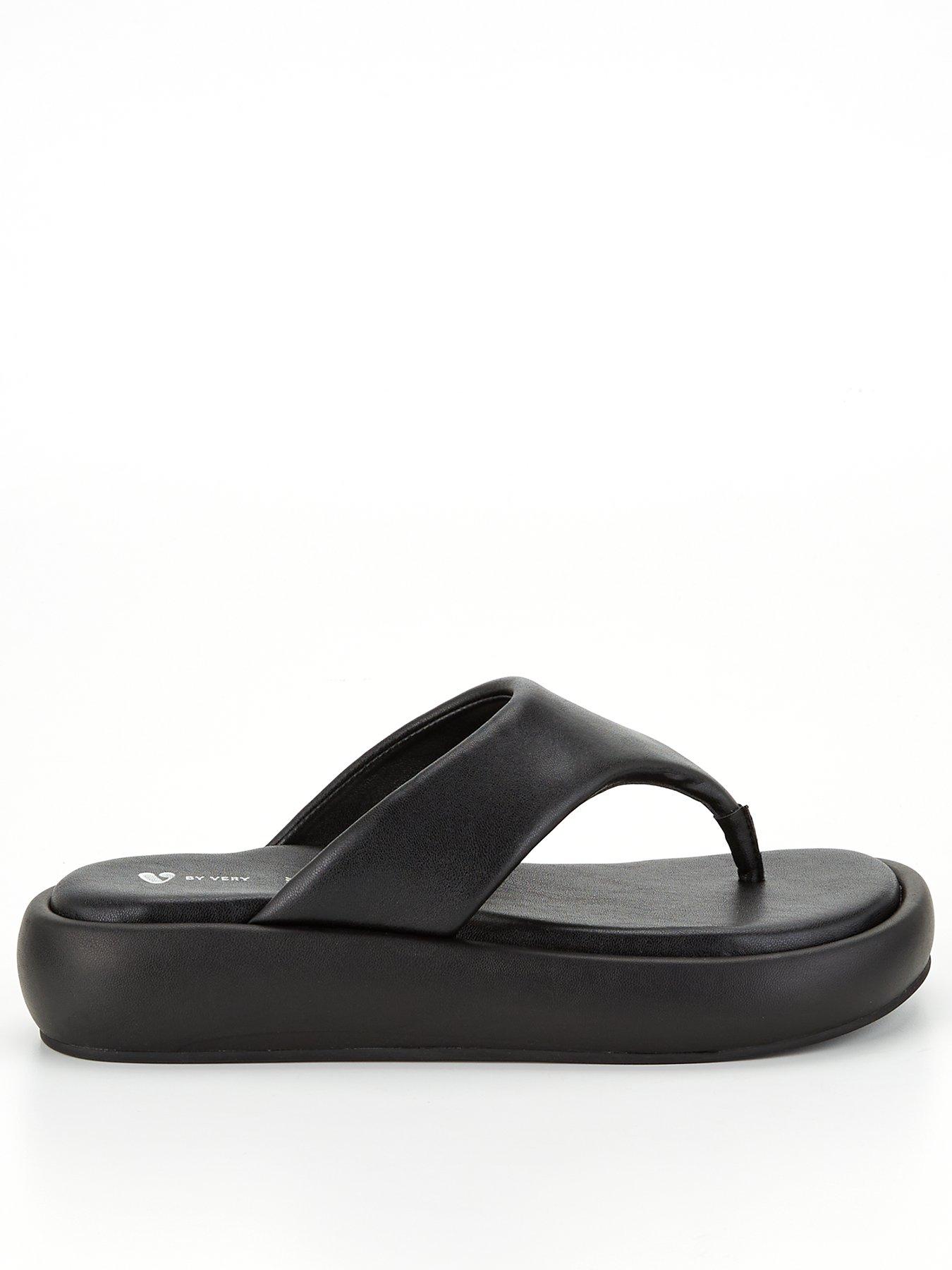 V by Very Toepost Flatform Sandal - Black | Very.co.uk