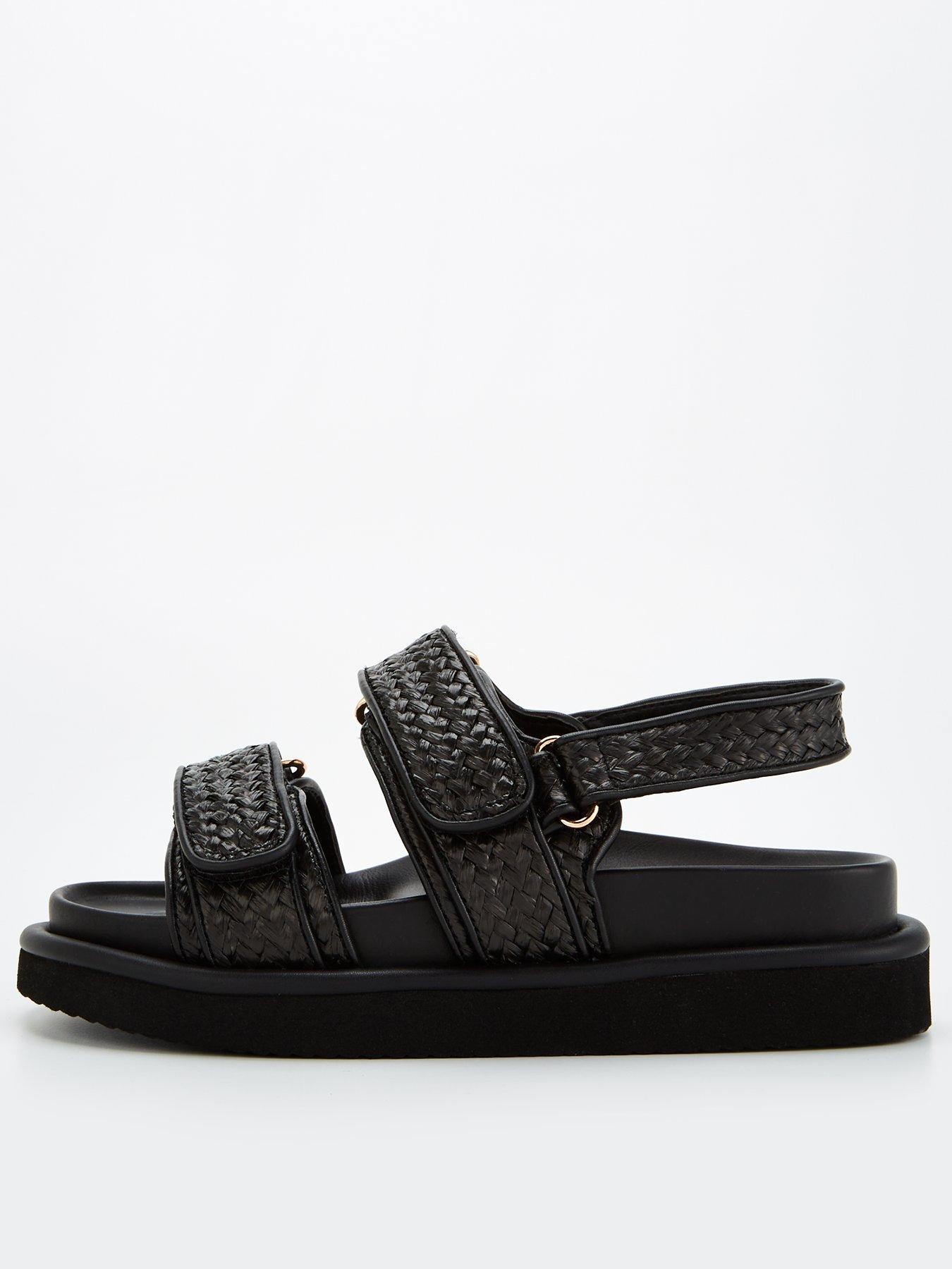 V by Very Raffia Chunky Strap Sandal - Black | Very.co.uk