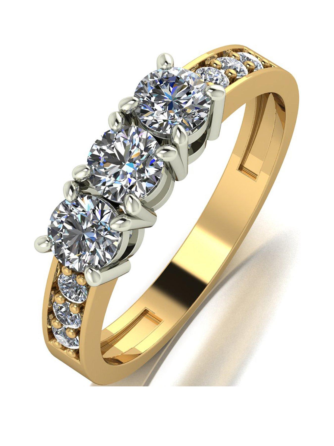 Moissanite Lady Lynsey 9ct Gold 1.00ct Total Moissanite Trilogy Ring