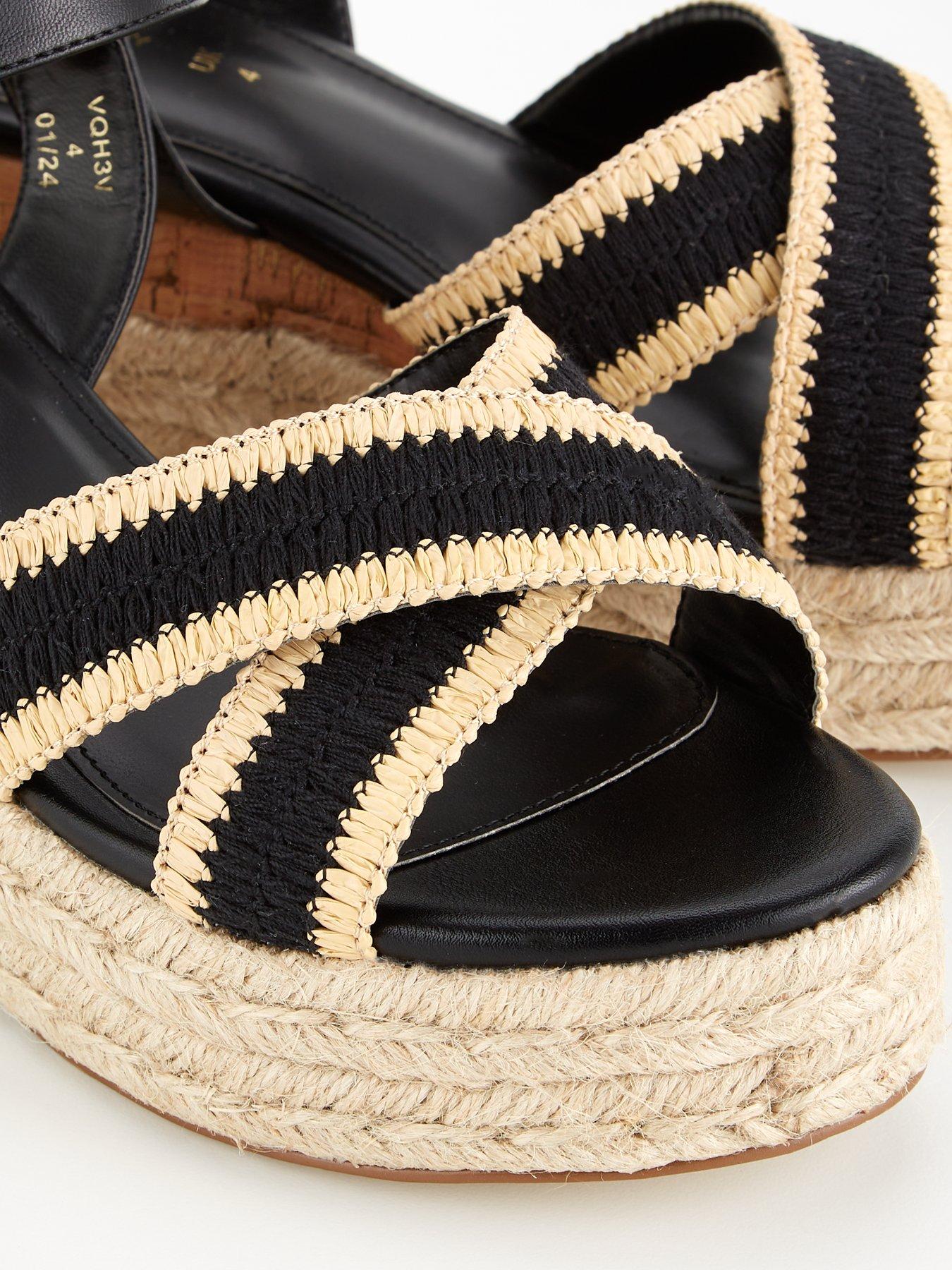 Black raffia wedges outlet