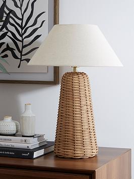 Product photograph of Very Home Florence Woven Table Lamp from very.co.uk
