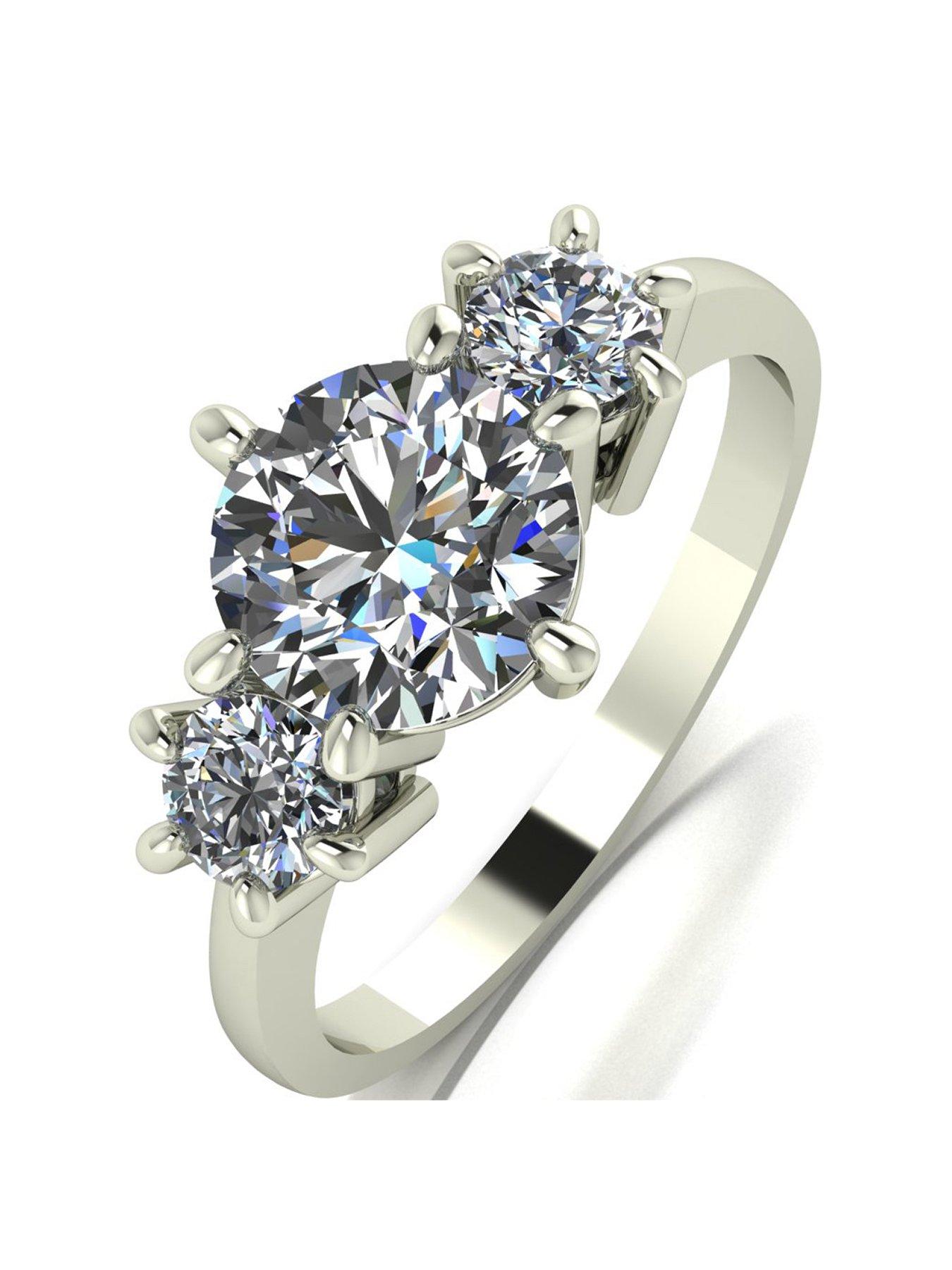 Product photograph of Moissanite 9ct Gold 2 00ct Total Moissanite Trilogy Ring from very.co.uk