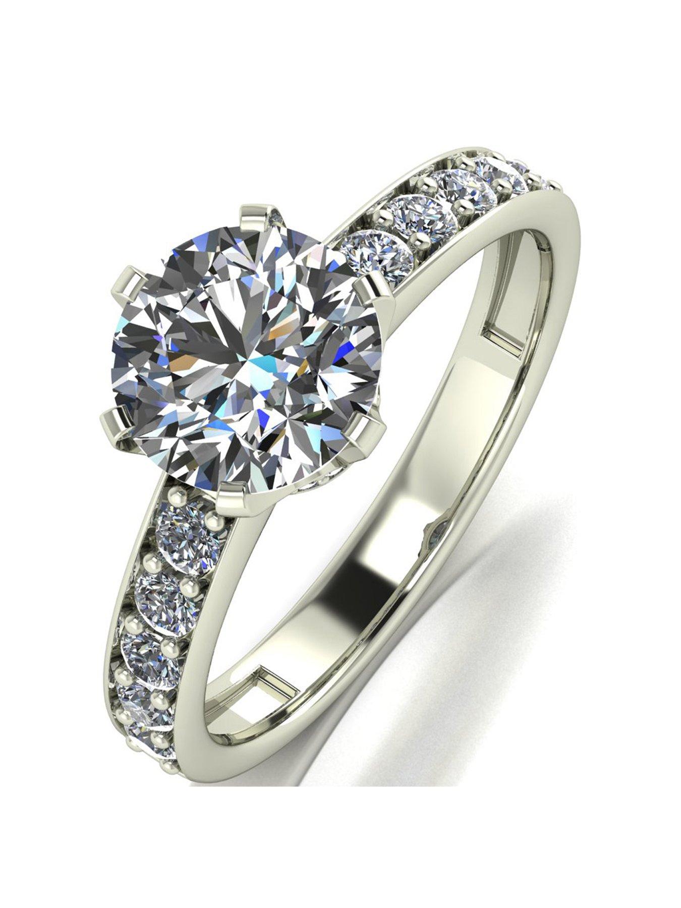 Product photograph of Moissanite Lady Lynsey 9ct Gold 2ct Total Crown Setting Moissanite Solitaire Ring from very.co.uk