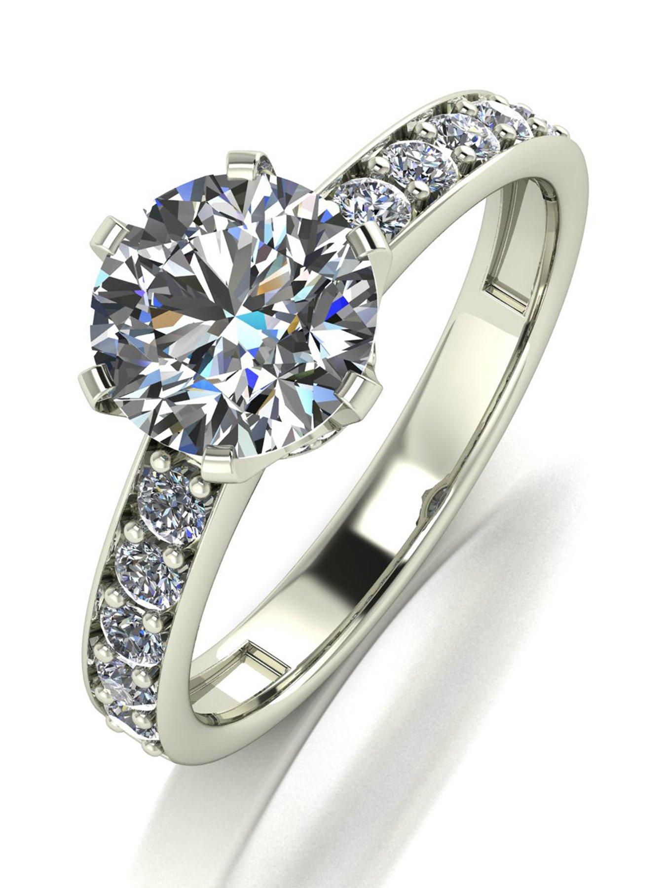 Image 1 of 6 of Moissanite Lady Lynsey 9ct Gold 2ct Total Crown Setting Moissanite Solitaire Ring