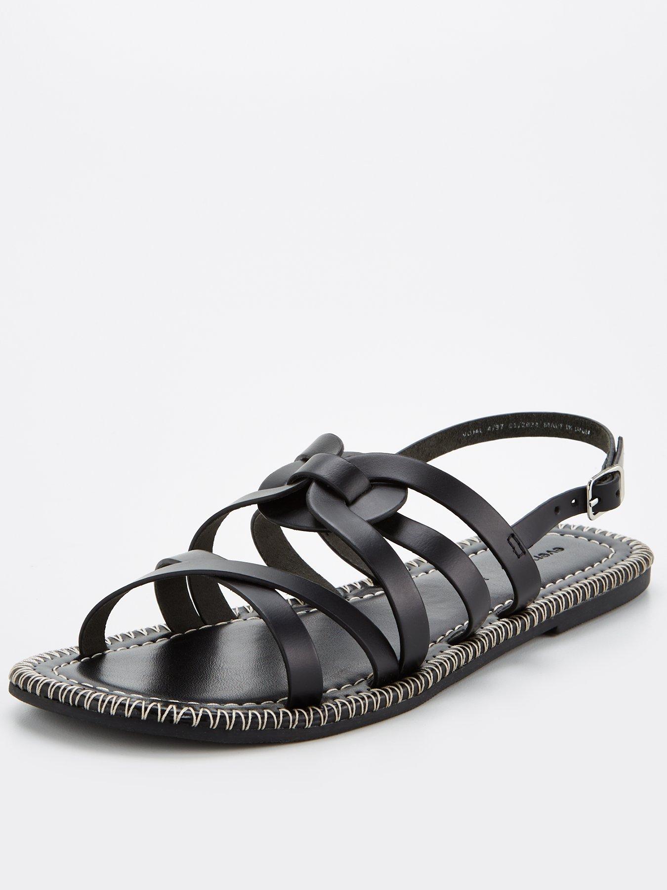 everyday leather strappy flat sandal