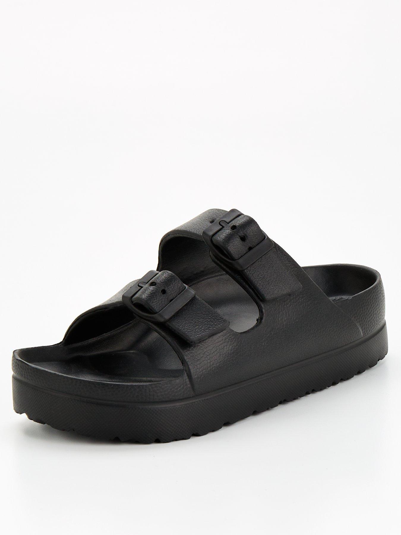 Image 1 of 6 of Everyday Twin Strap Buckle Slider Sandal - Black
