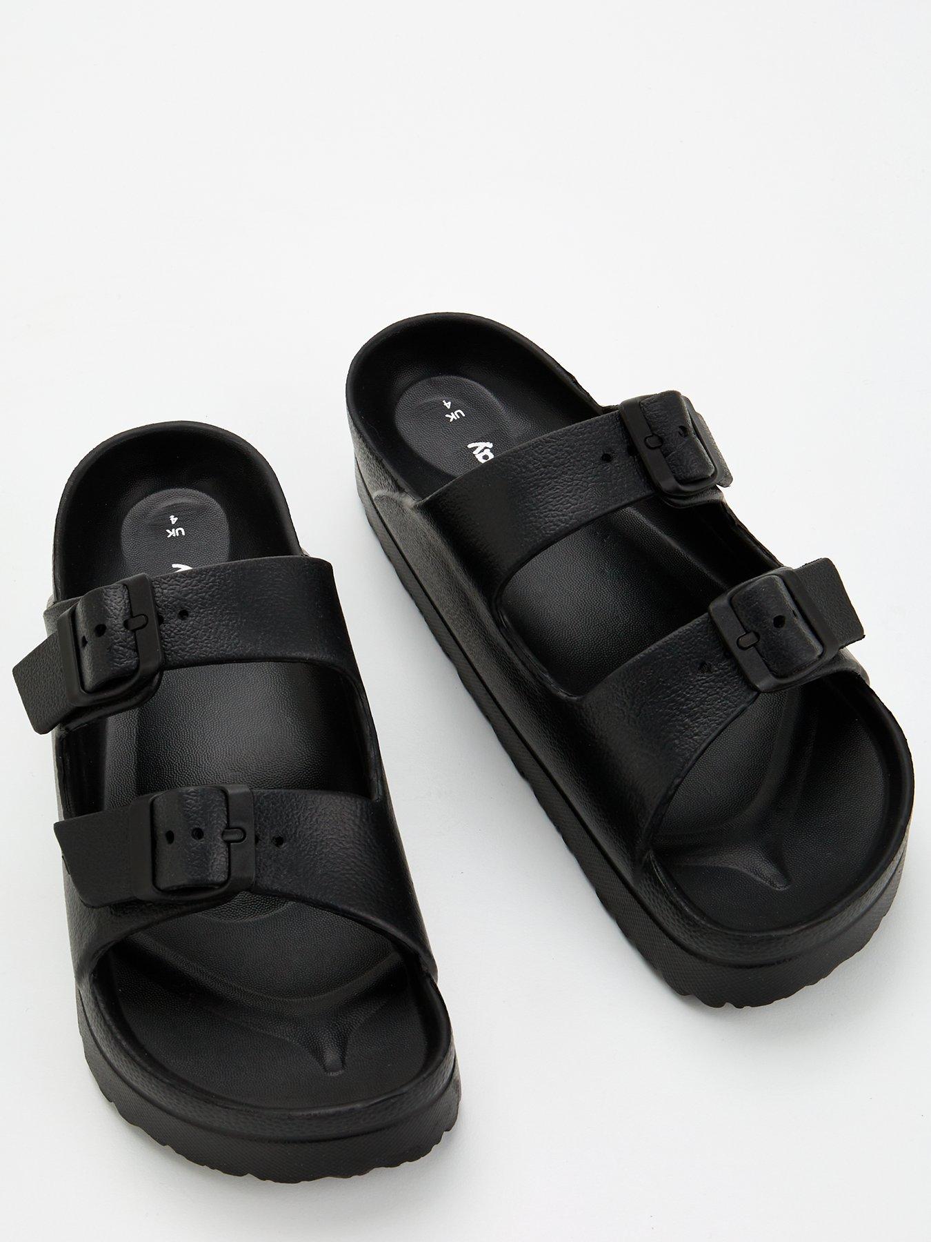 Image 4 of 6 of Everyday Twin Strap Buckle Slider Sandal - Black
