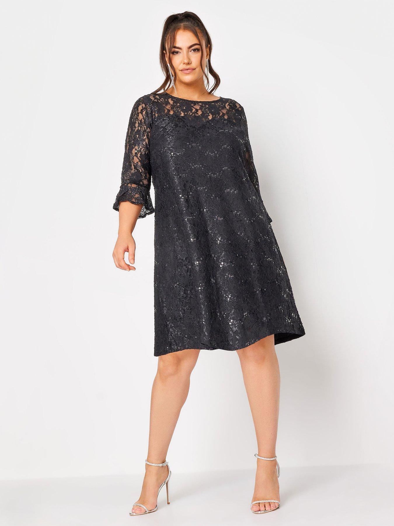 Yours Lace Swing Dress Black | very.co.uk