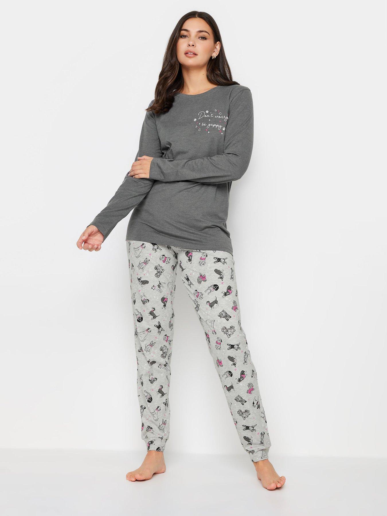 Long Tall Sally Doggies Long Sleeve Cuffed Pj Set Grey very