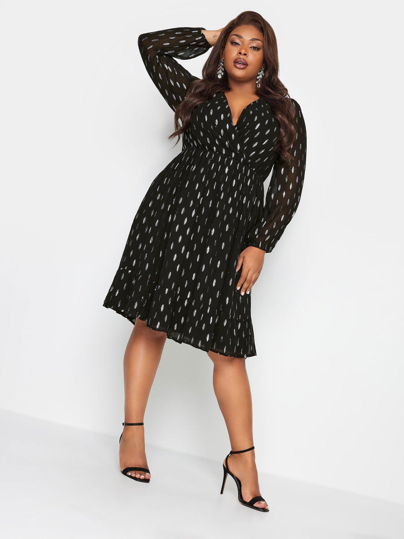 Black spot wrap dress sale