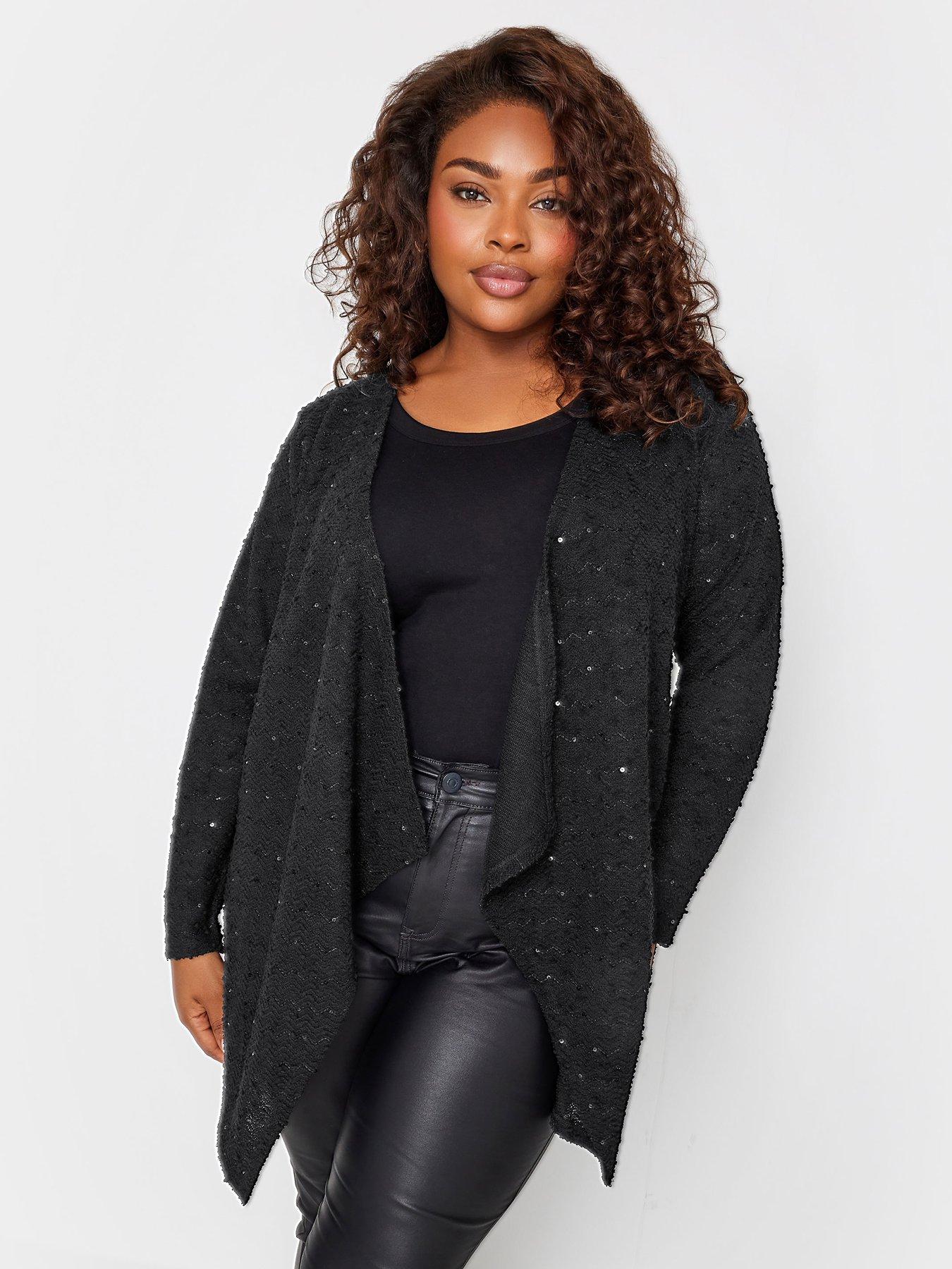 Long black waterfall clearance cardigan