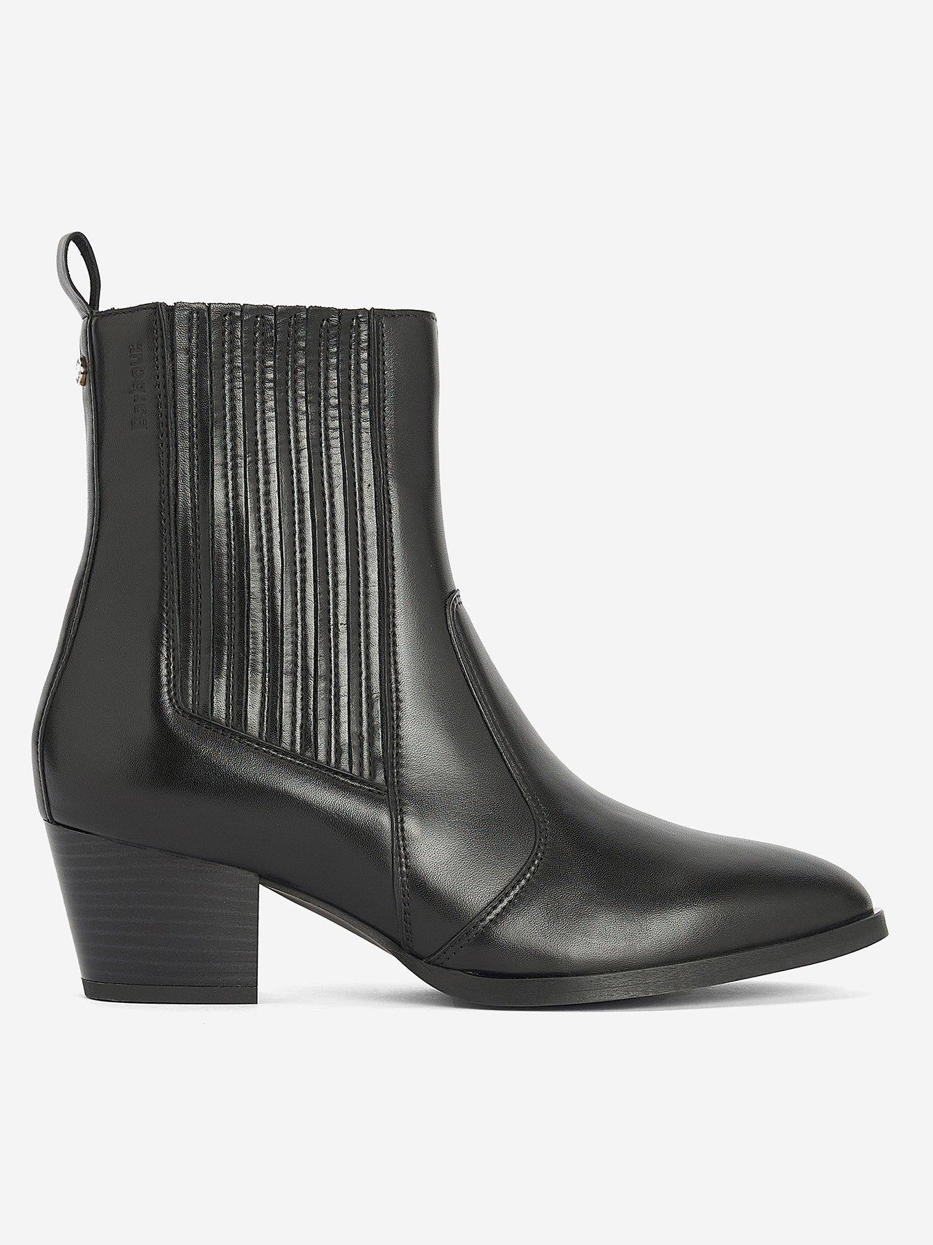 Mango leather western outlet chelsea boot in black