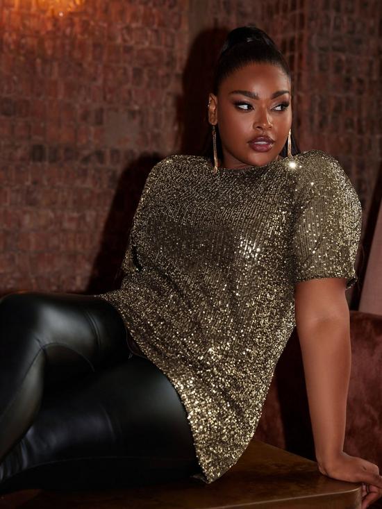 front image of yours-sequin-swing-top-gold