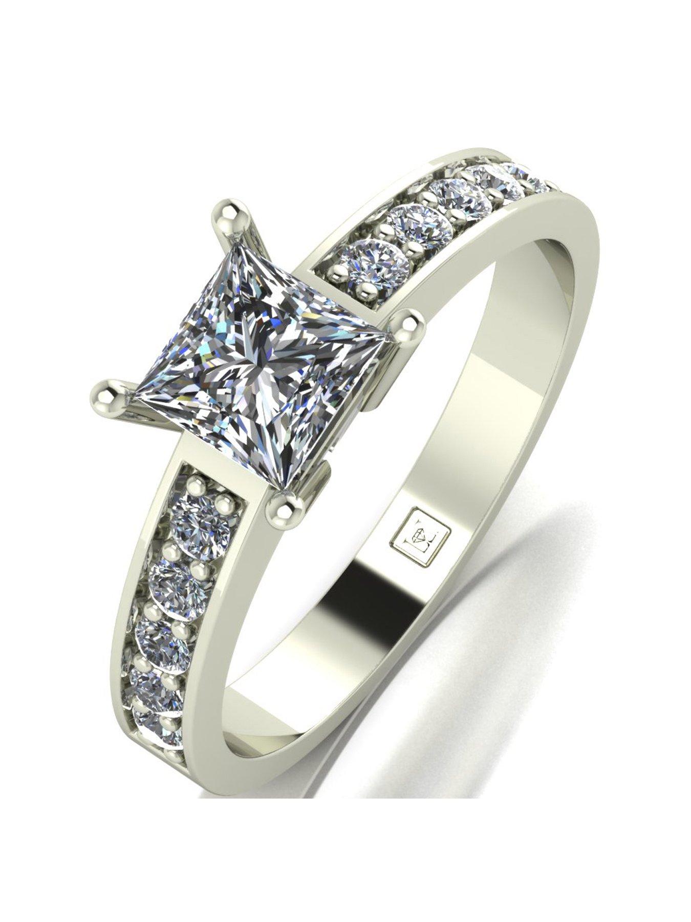 Product photograph of Moissanite Lady Lynsey 9ct Gold 1 05ct Total Square Centre Moissanite Solitaire Ring from very.co.uk