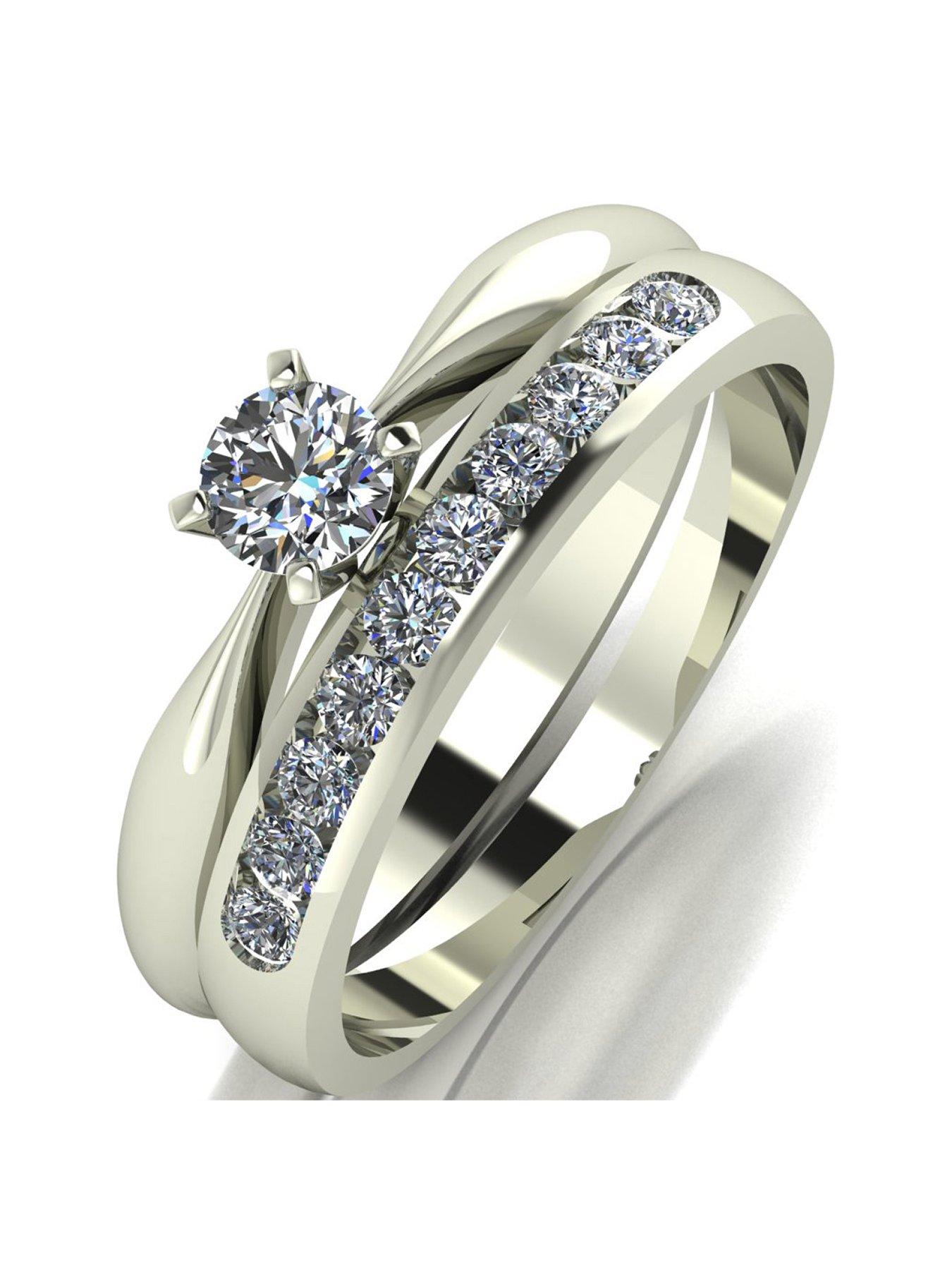 undefined 9ct Gold 0.50ct Total Moissanite Ring Set
