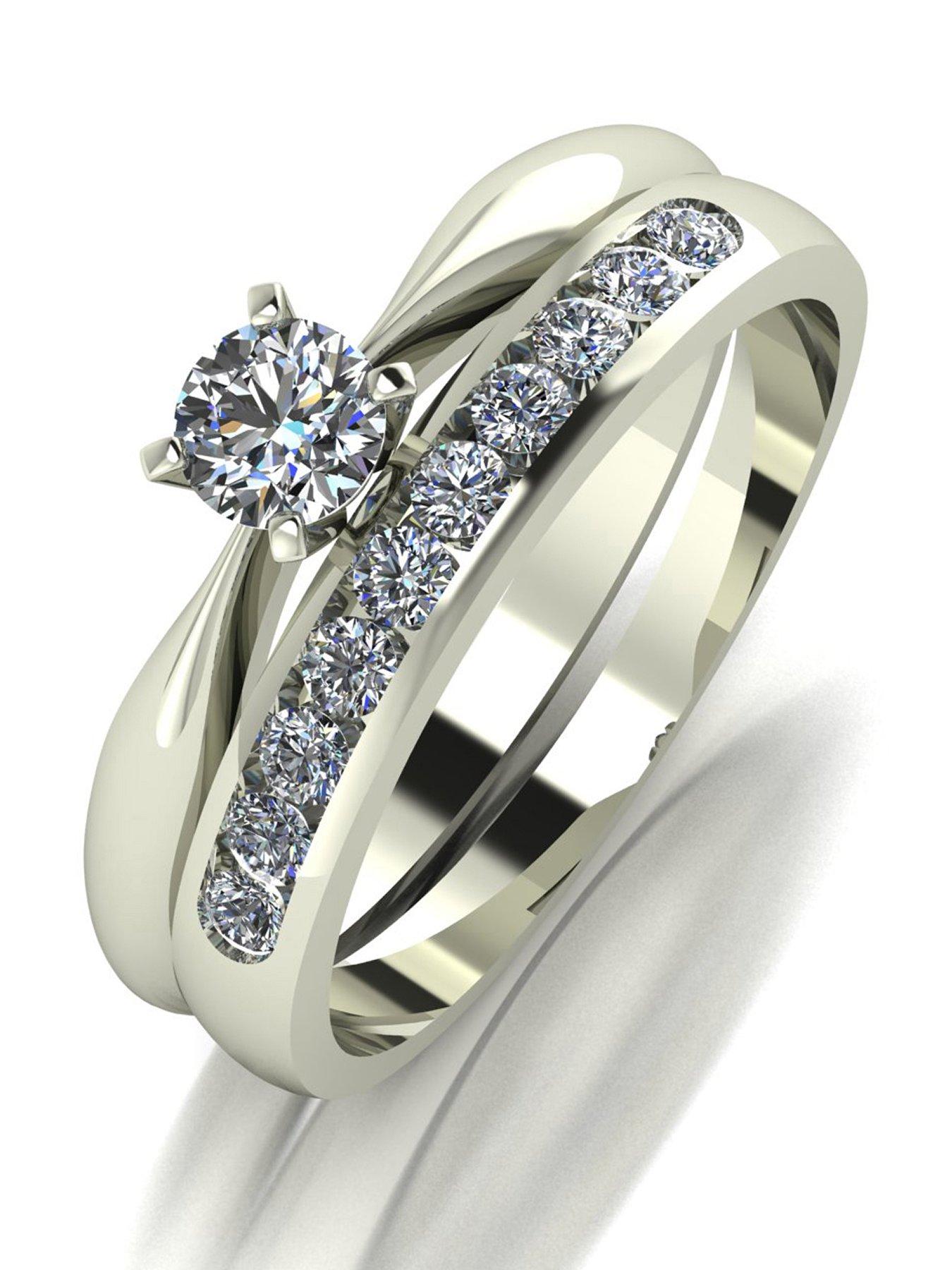 Image 1 of 5 of Moissanite 9ct Gold 0.50ct Total Moissanite Ring Set