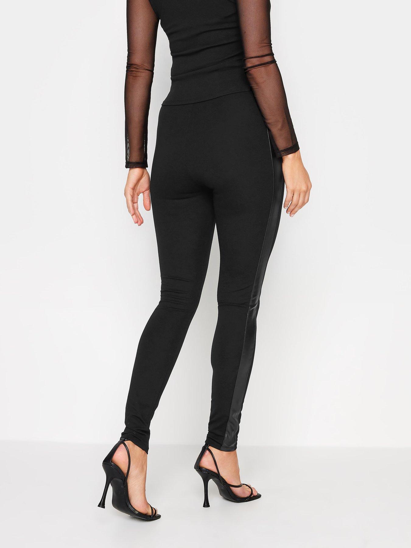 Long Tall Sally Ponte Legging With PU Stripe 36 Inch - Black