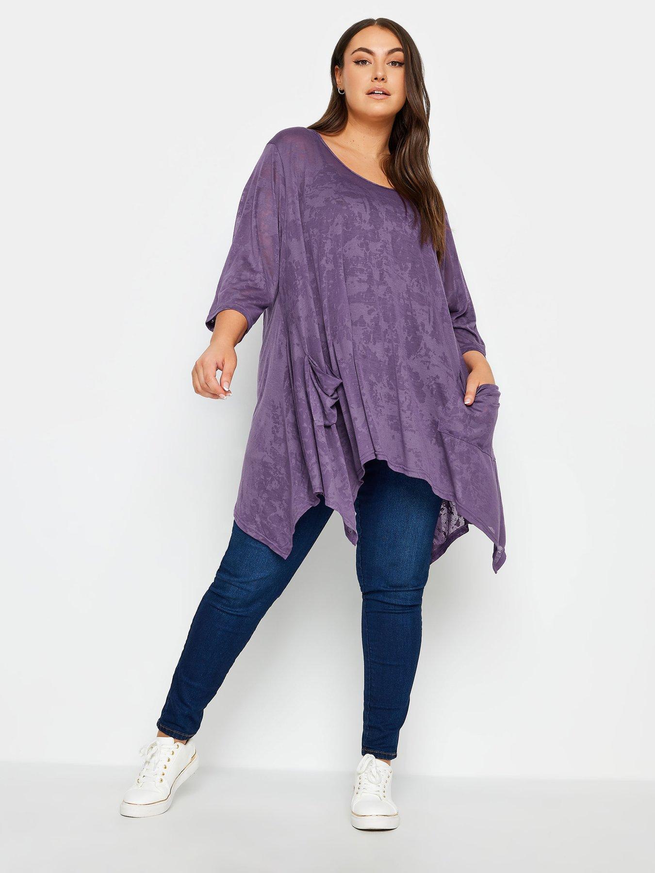 Image 3 of 4 of Yours Knitted Pocket Top - Purple