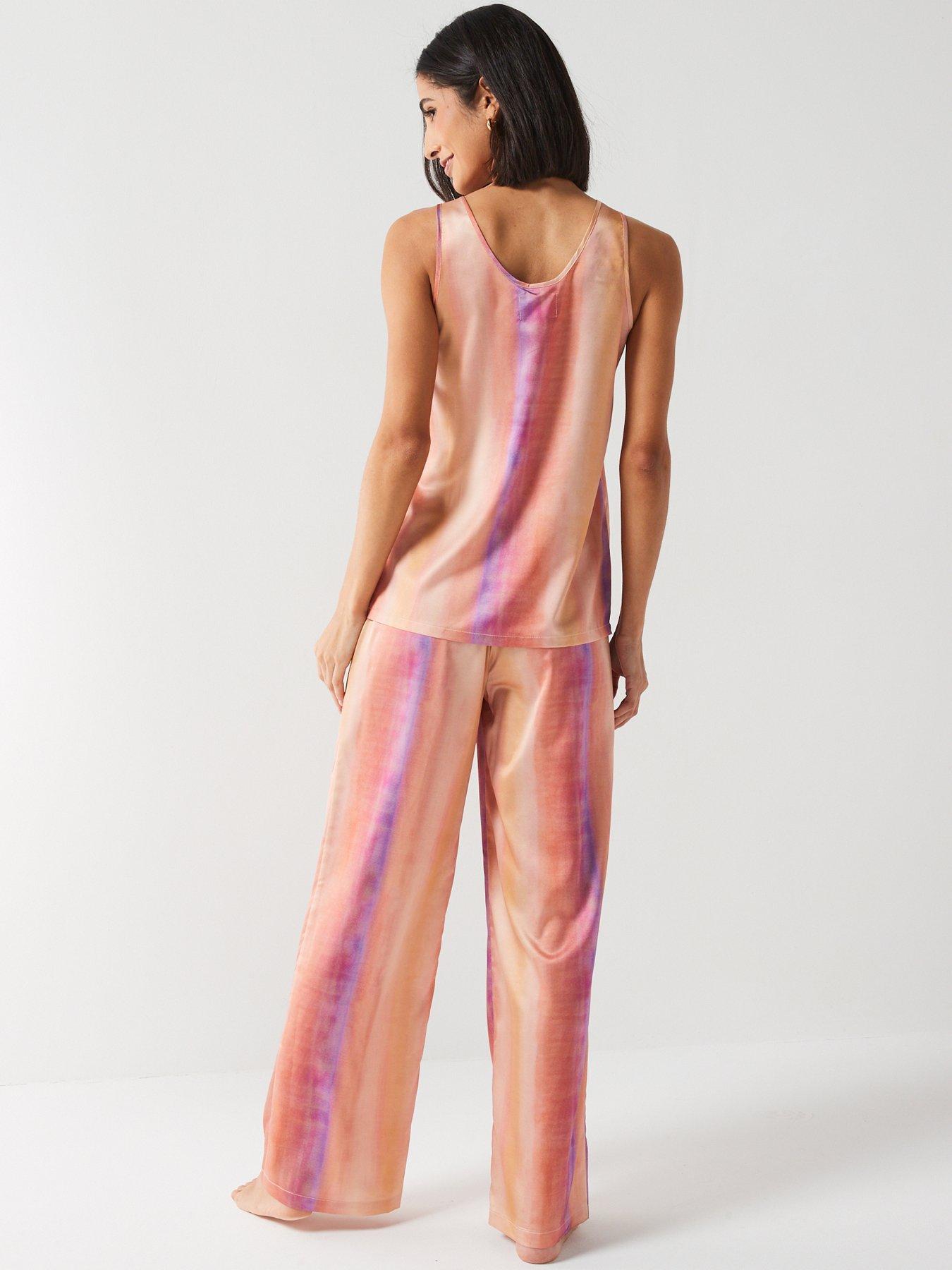 Tie Dye Satin Vest and Wide Leg PJ Set