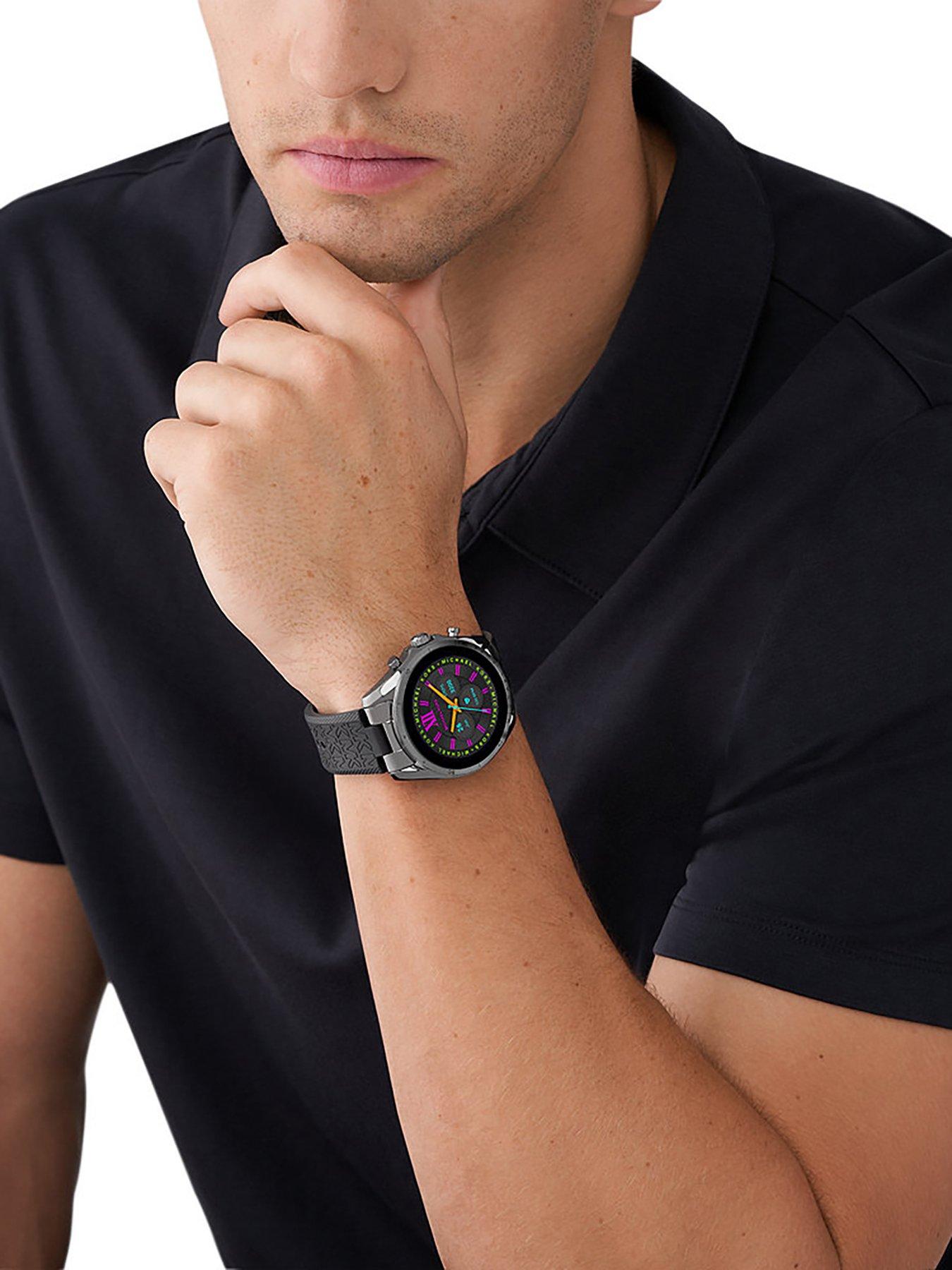 Michael Kors Bradshaw Black Silicone Dial Smart Watch | Very.co.uk