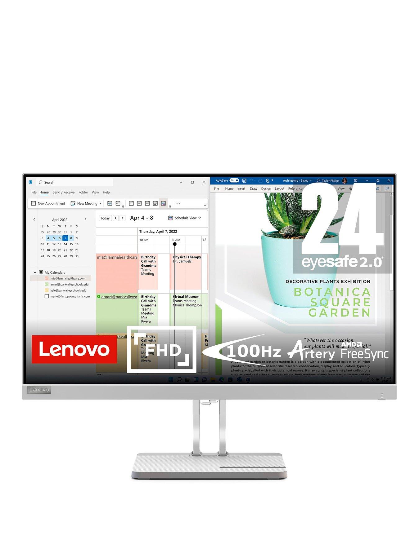Image 1 of 7 of Lenovo L24e-40 24-inch PC Monitor - FHD, 100Hz, VA, 4ms, AMD Freesync