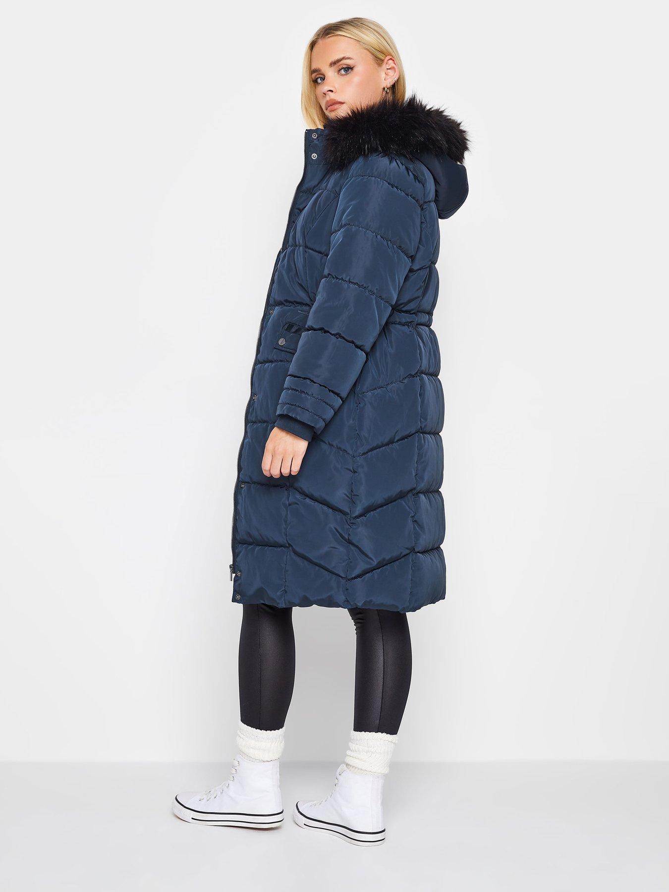 PixieGirl Petite Faux Fur Trim Padded Coat - Blue