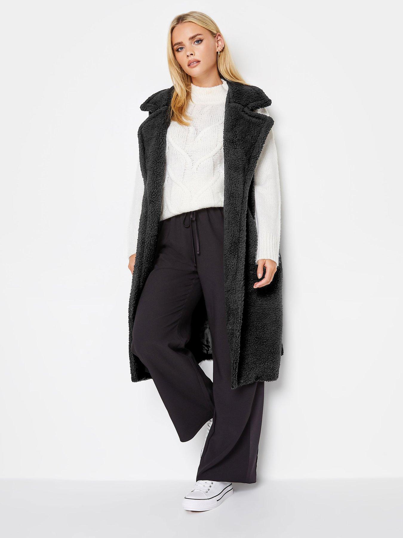 undefined Petite Teddy Longline Gilet - Black