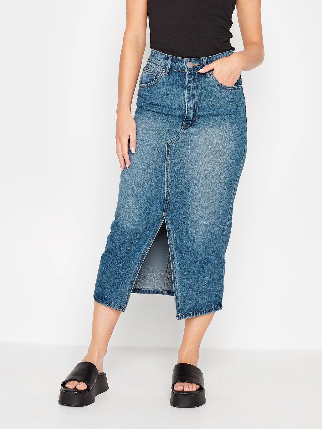 Denim midi sale skirt petite