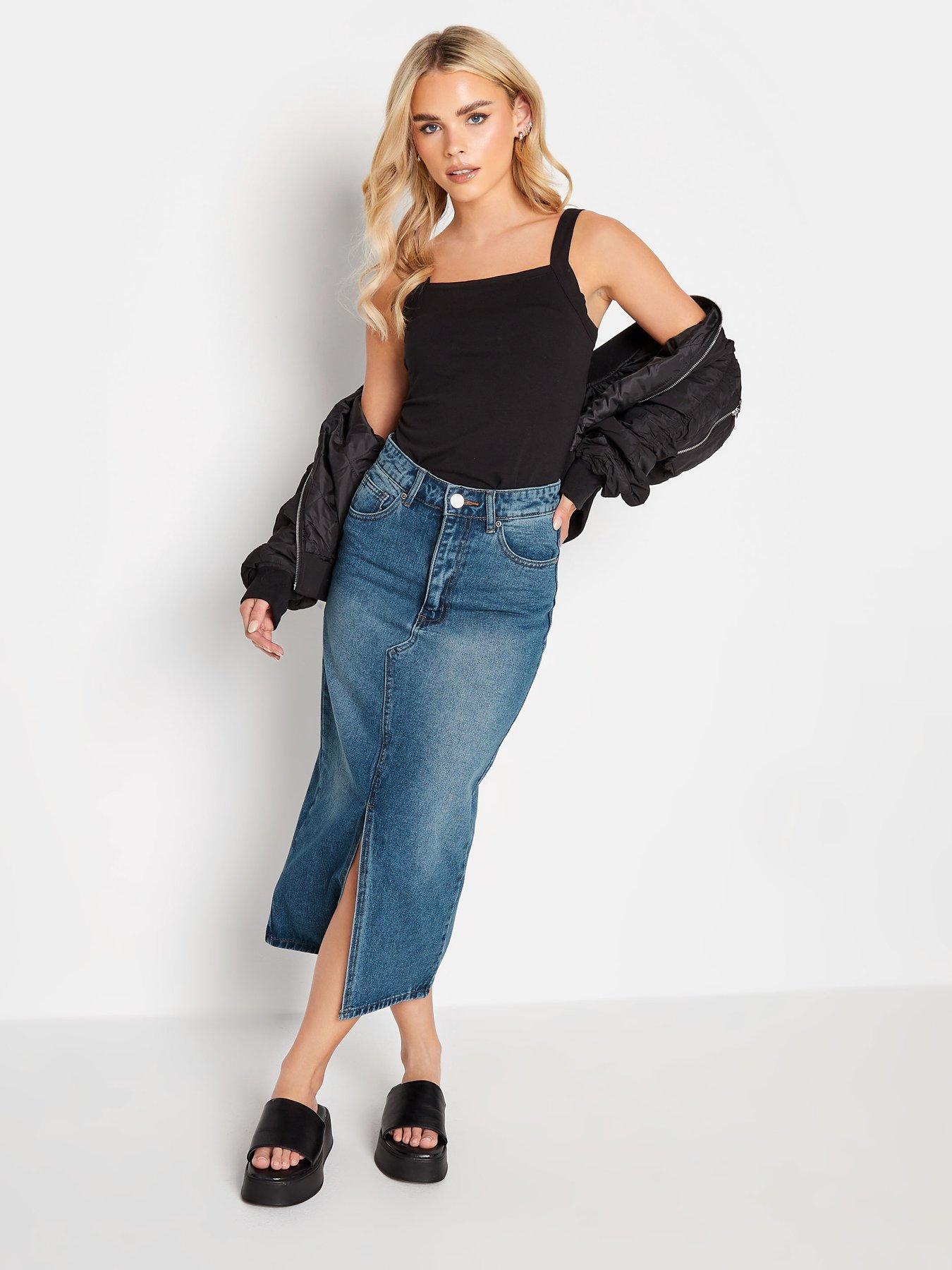 PixieGirl Petite Denim Midi Skirt