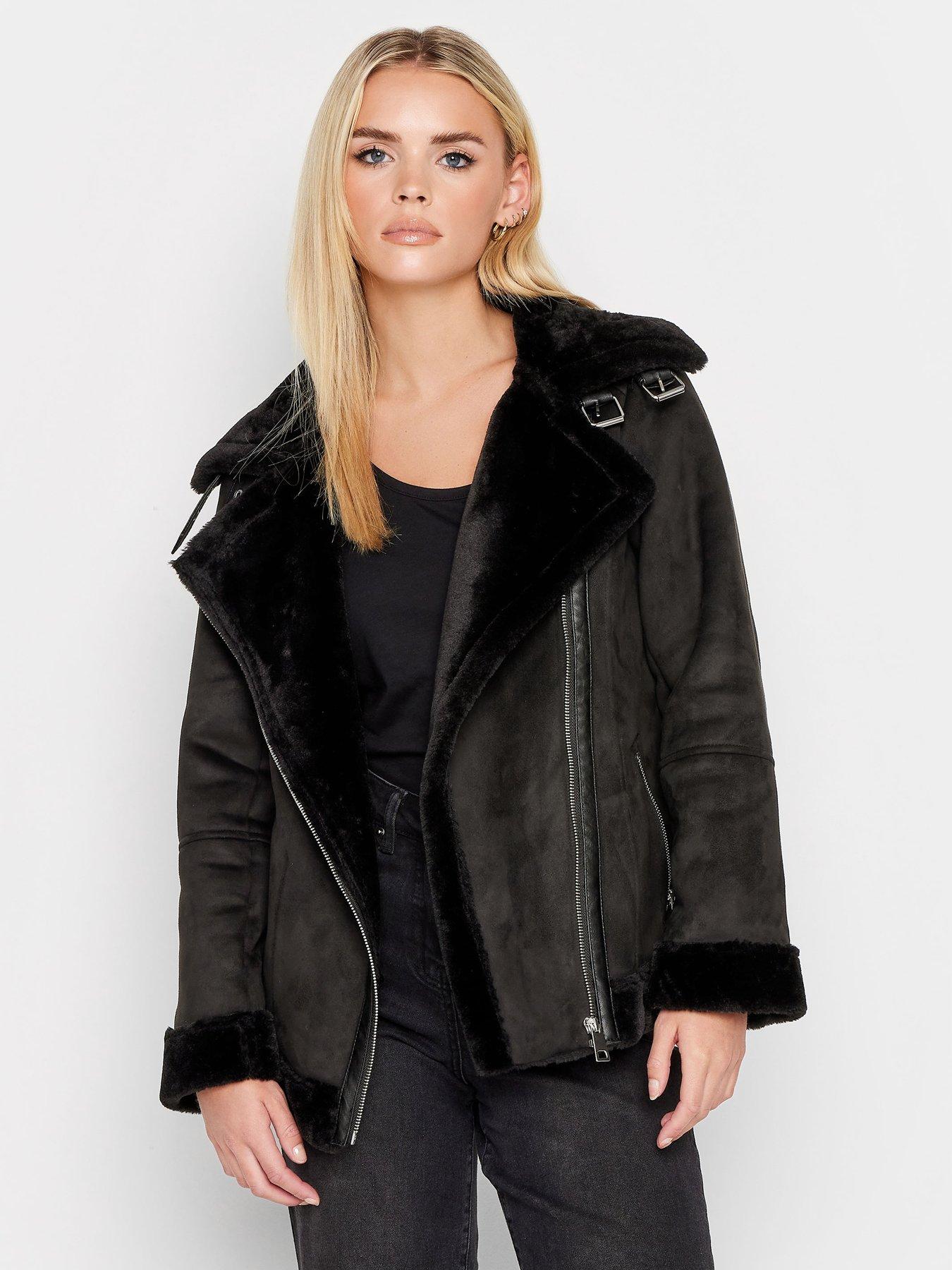 River Island Faux Wool Bomber Jacket - Black