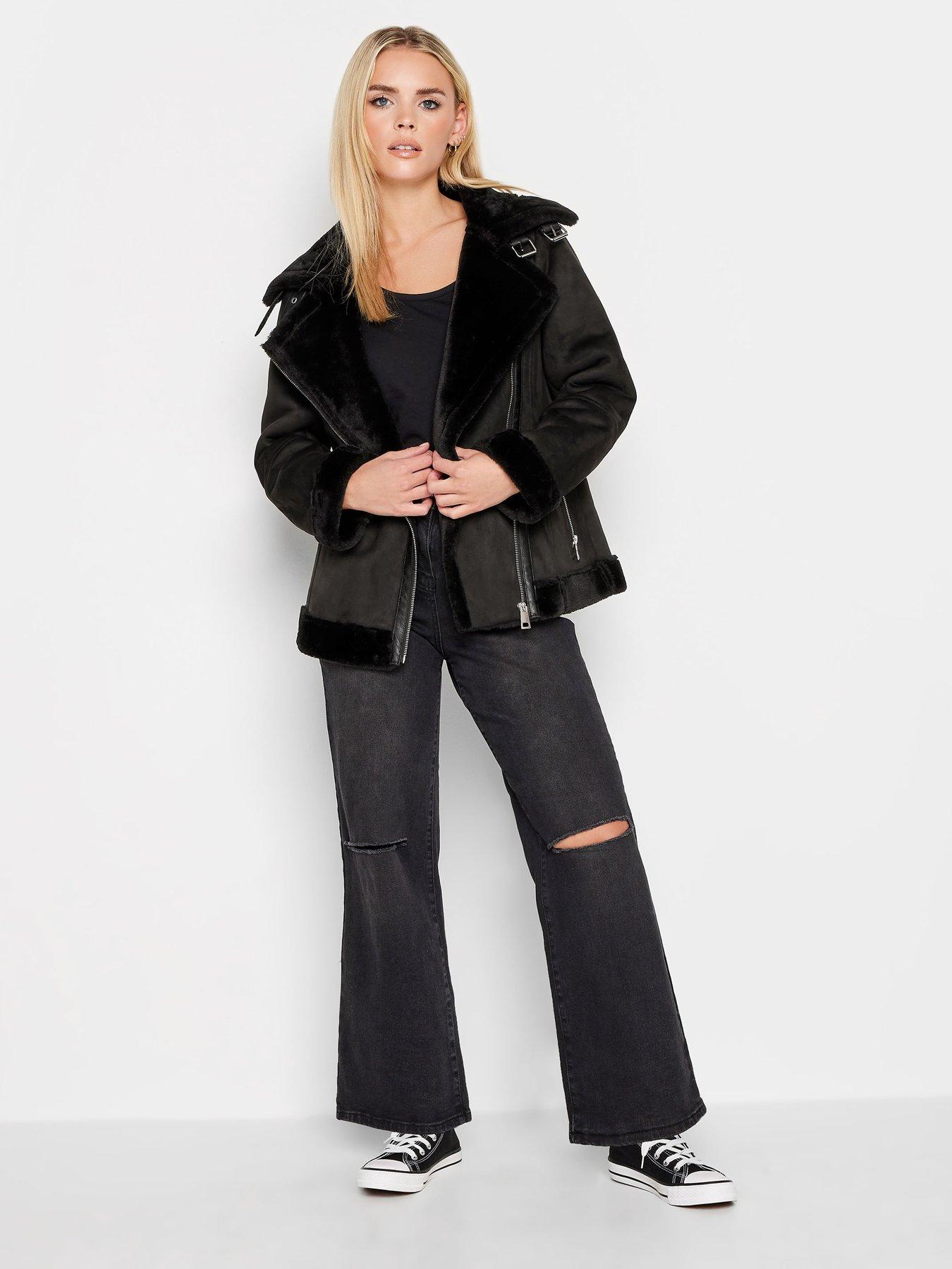 Petite black aviator clearance jacket