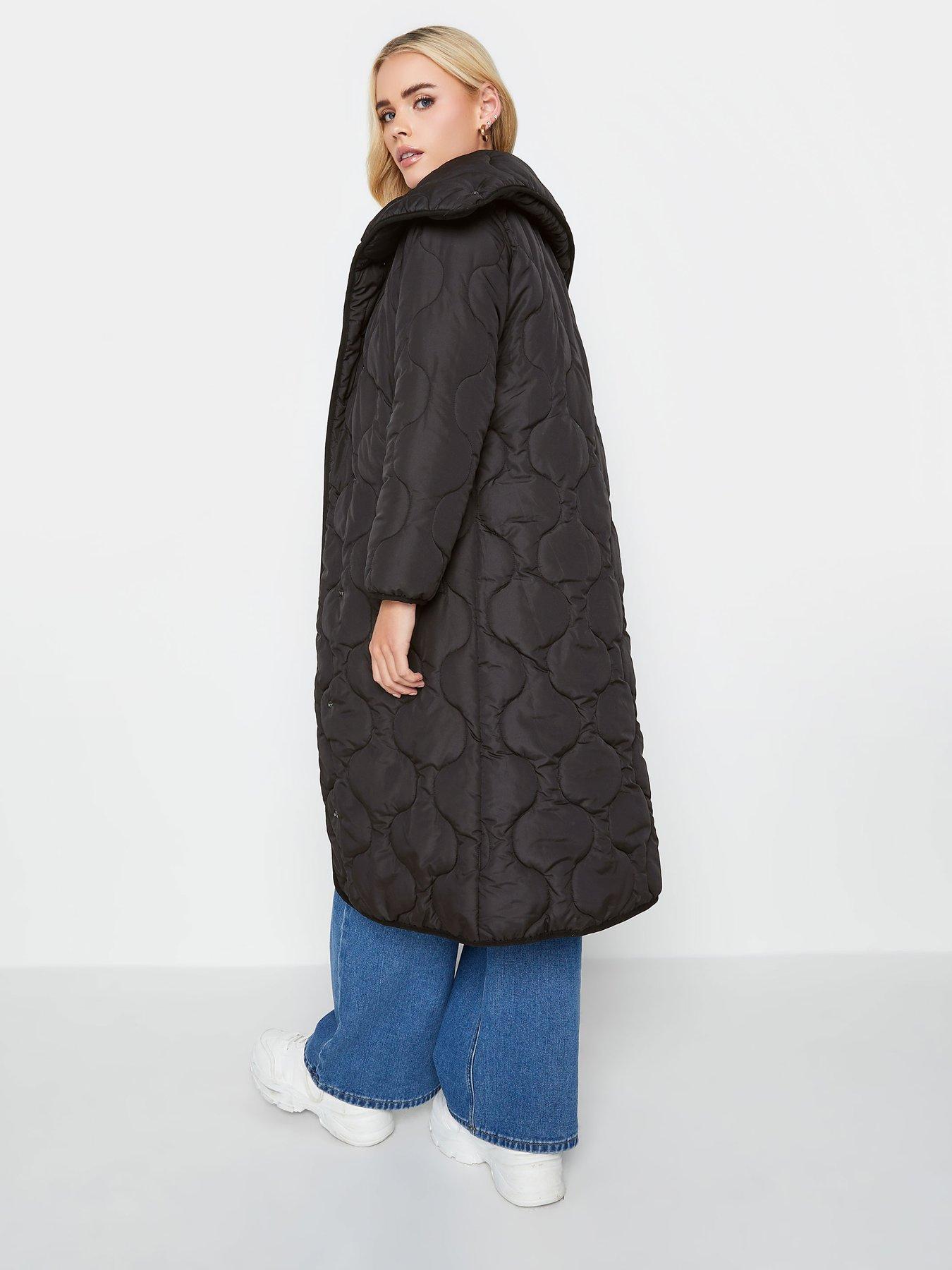 Petite black funnel outlet neck coat