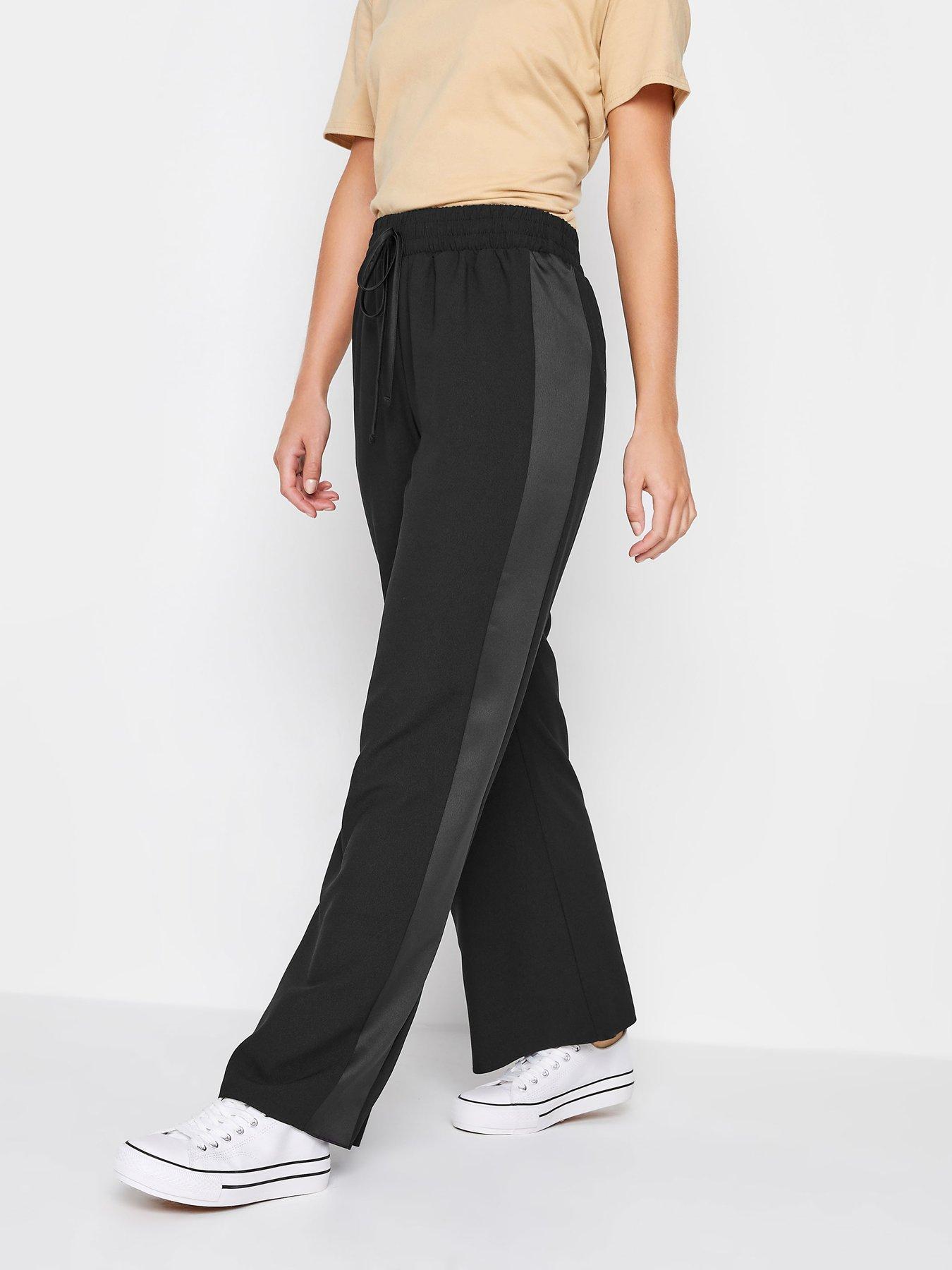 Women's Petite Pleat Front Contrast Waistband Wide Leg Trouser