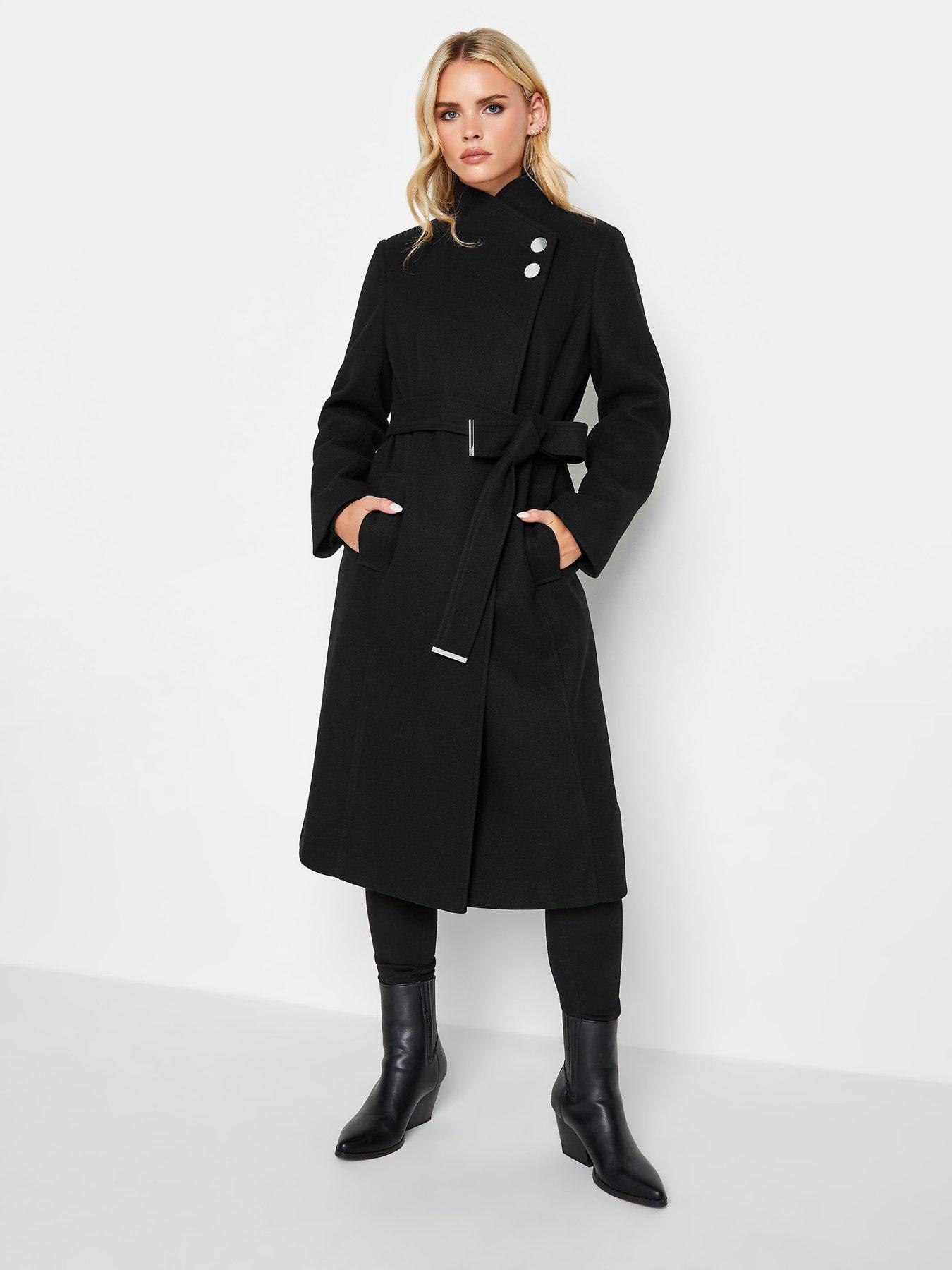 Black wrap shop around coat