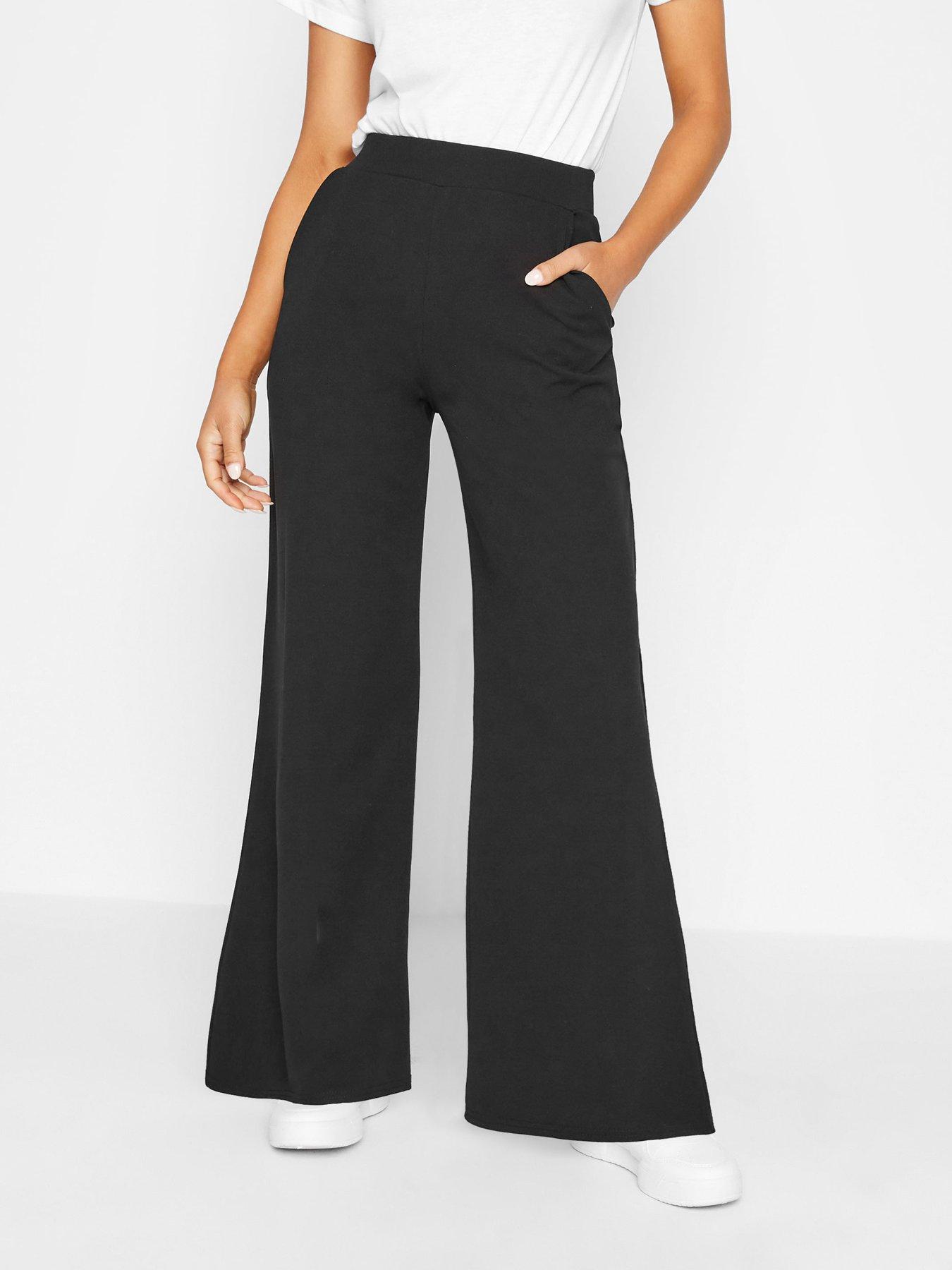 Women's Petite High Waist Crepe Wide Leg Trousers