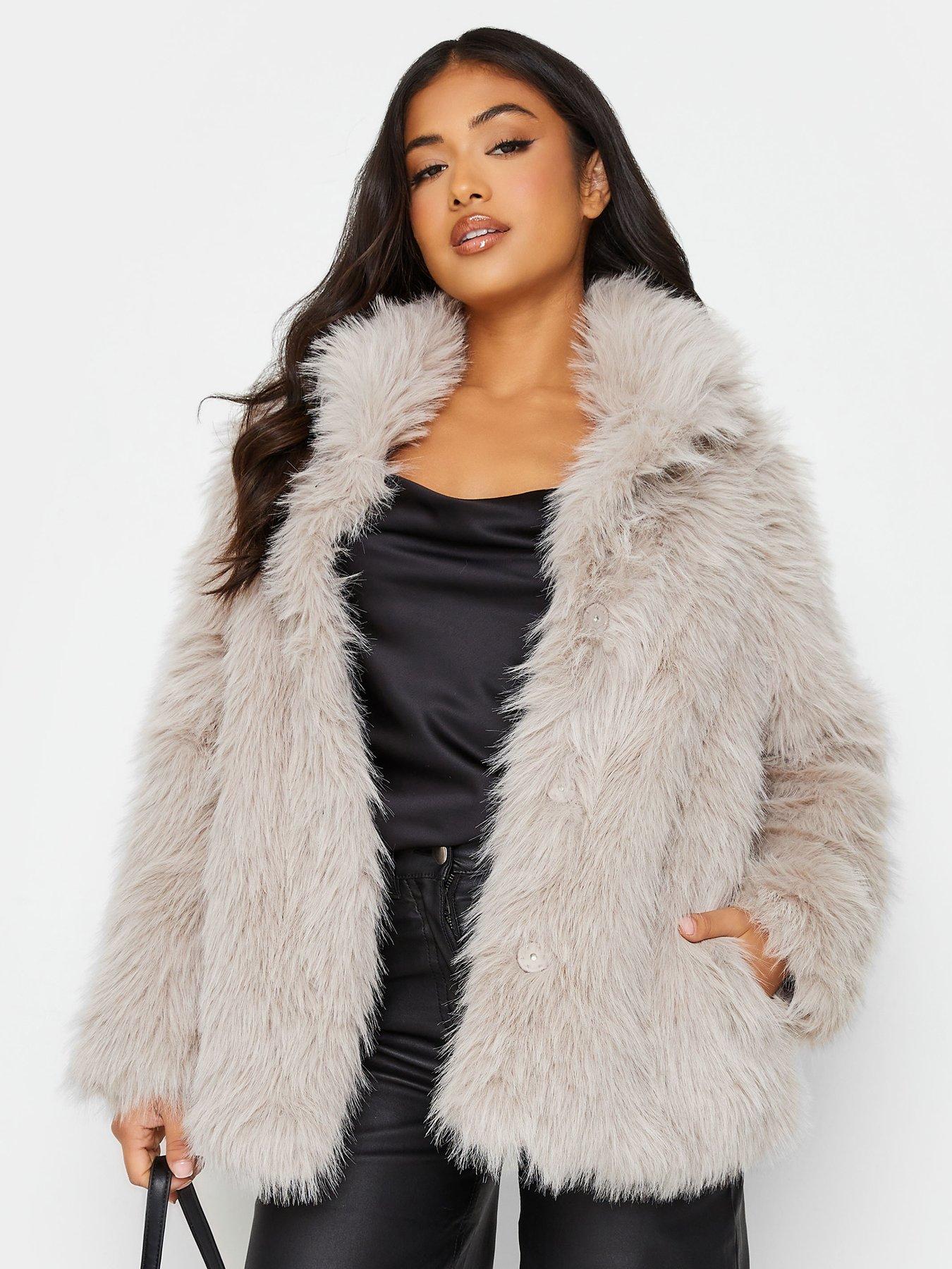 Long faux cheap fur coats uk