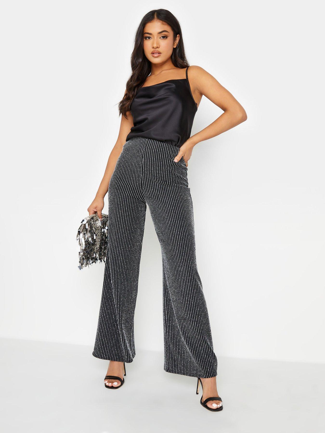 High-Rise Wide-Leg Pinstripe Pants - Petite, Petite