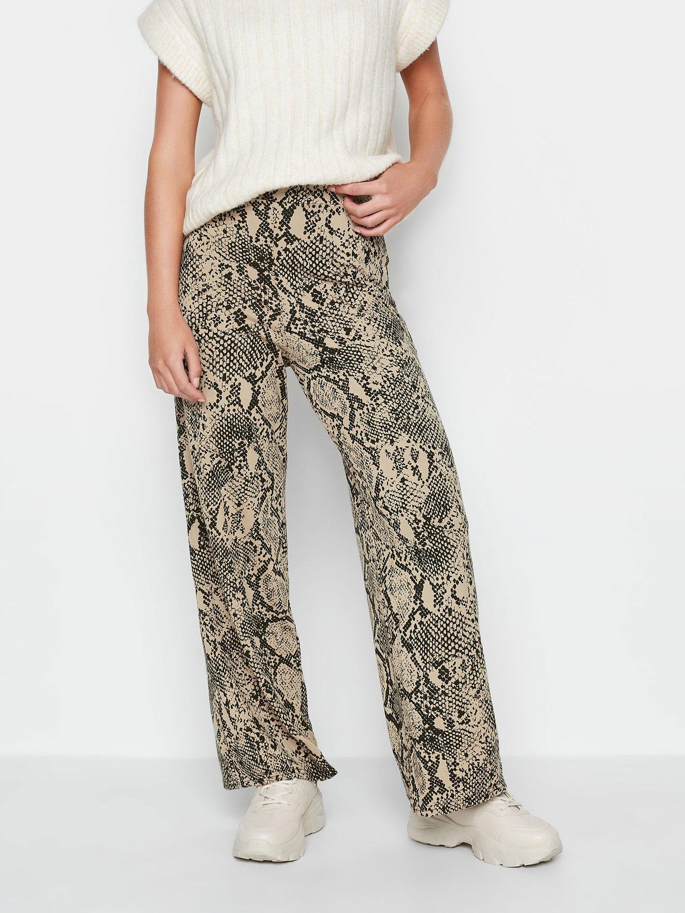 undefined Petite Snake Print Wide Leg Trouser