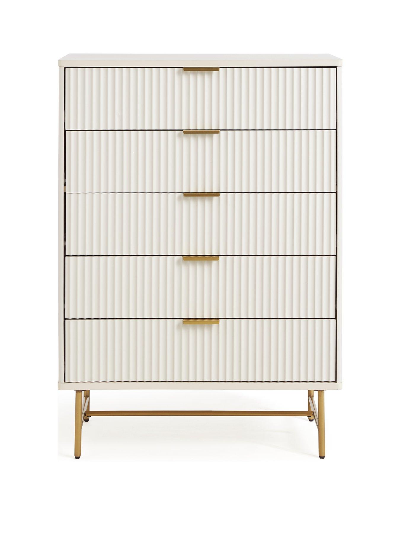 Image 2 of 6 of Very Home Cora 5 Drawer Chest - Ivory/Brass